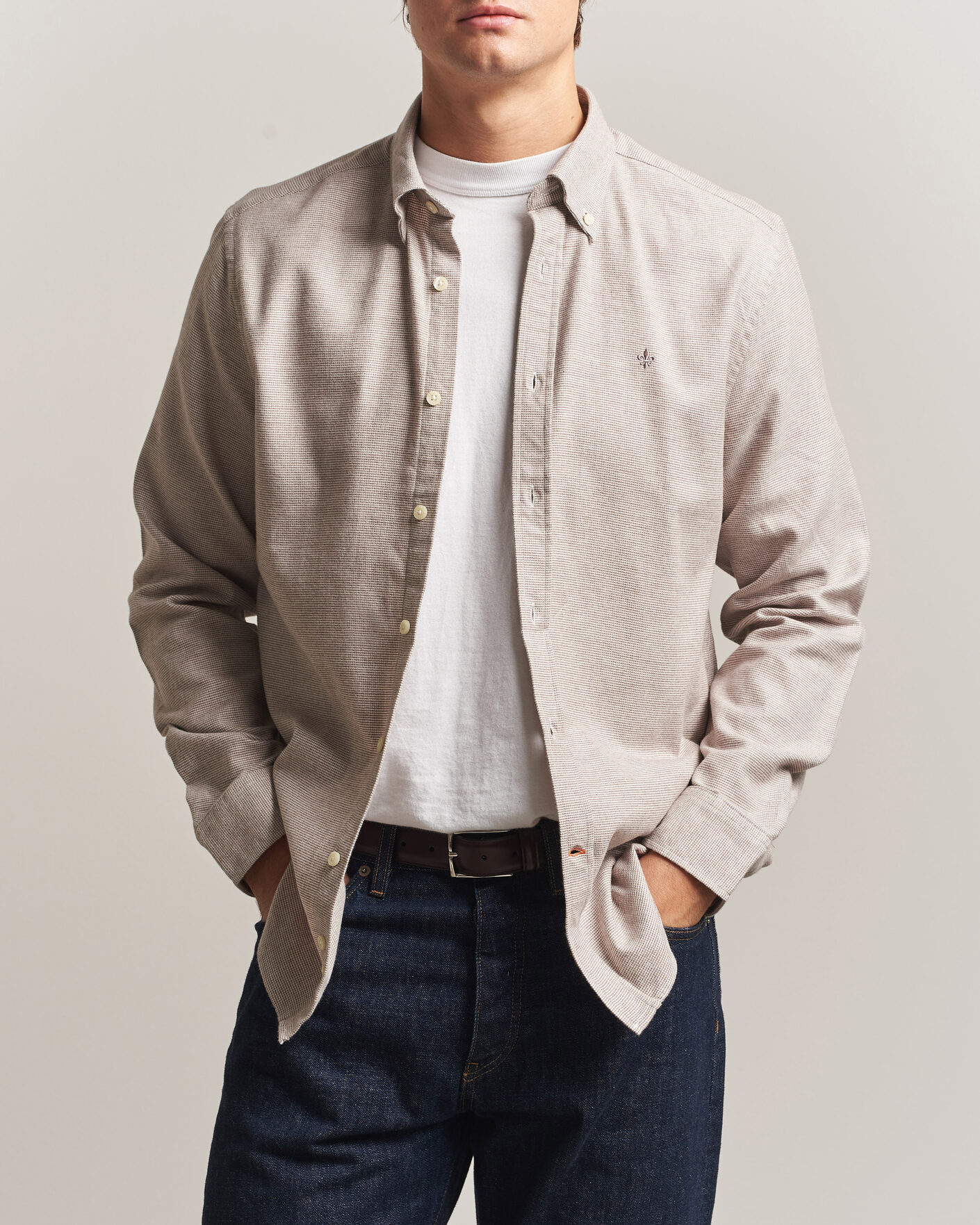 Uomini | Camicie | Morris | Flannel Check Shirt Khaki