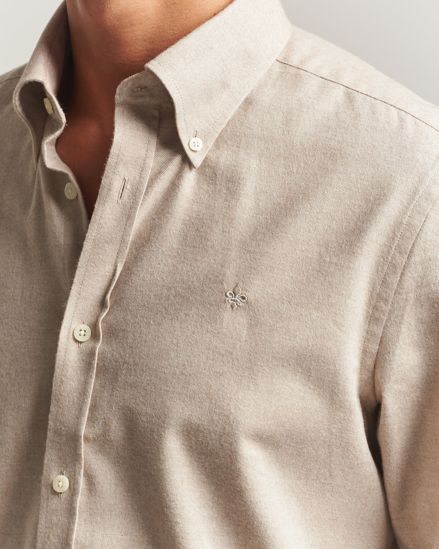 Uomini | Camicie | Morris | Cashmere Twill Shirt Khaki