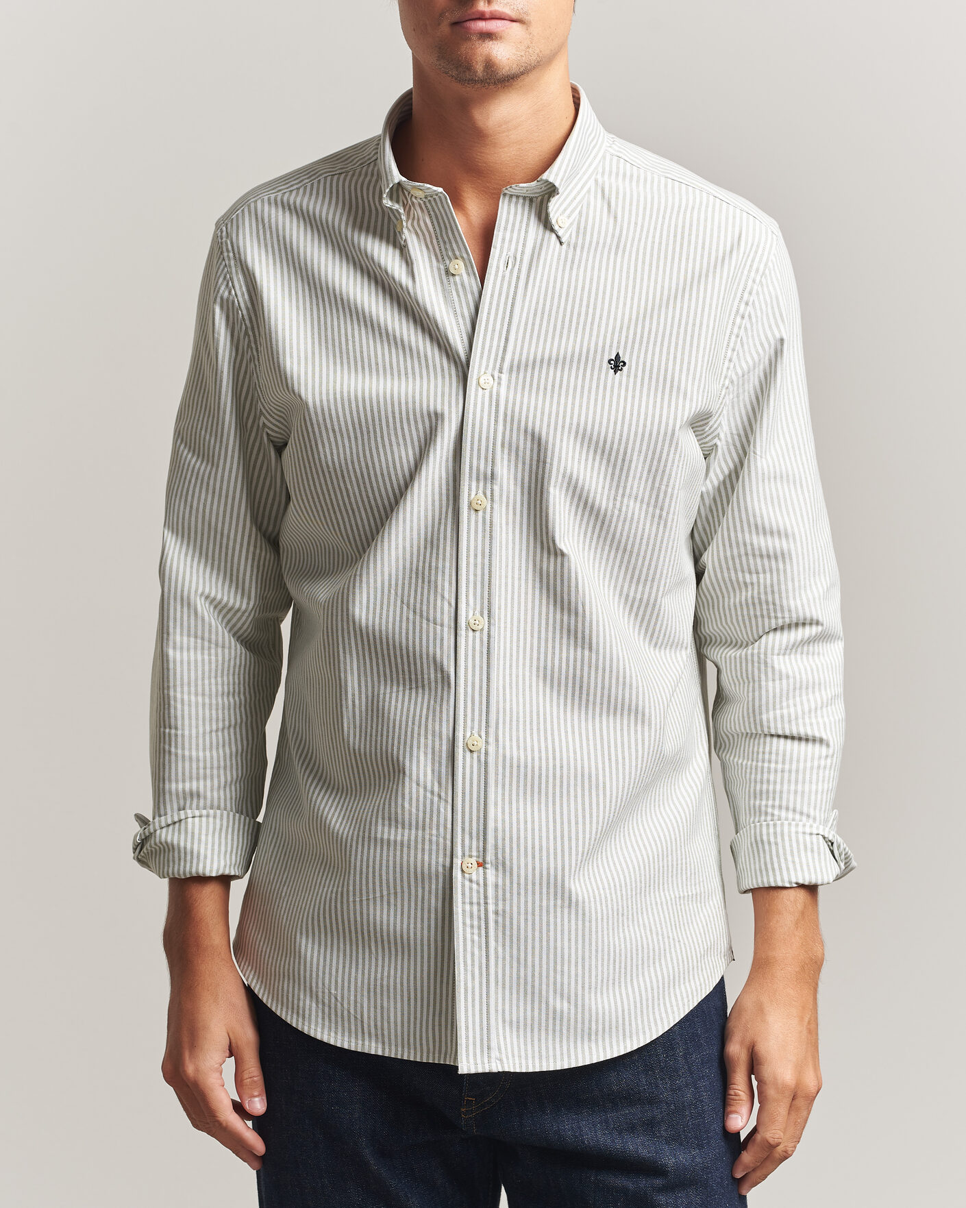 Uomini | Camicie | Morris | Douglas Oxford Stripe Shirt Olive