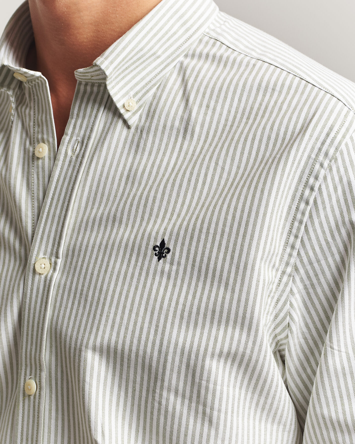Uomini | Camicie | Morris | Douglas Oxford Stripe Shirt Olive