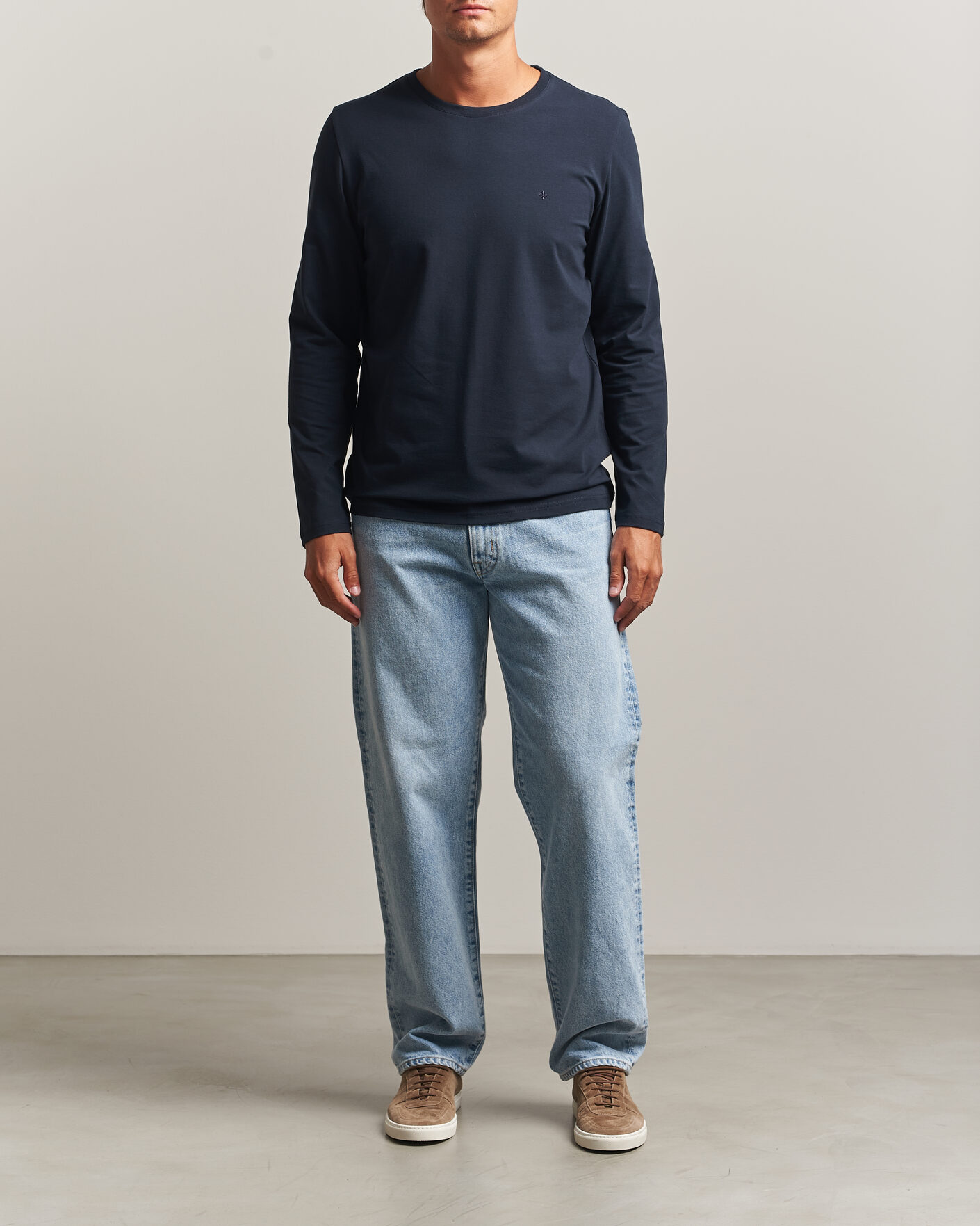 Uomini | T-shirt | Morris | James Long Sleeve T-Shirt Old Blue