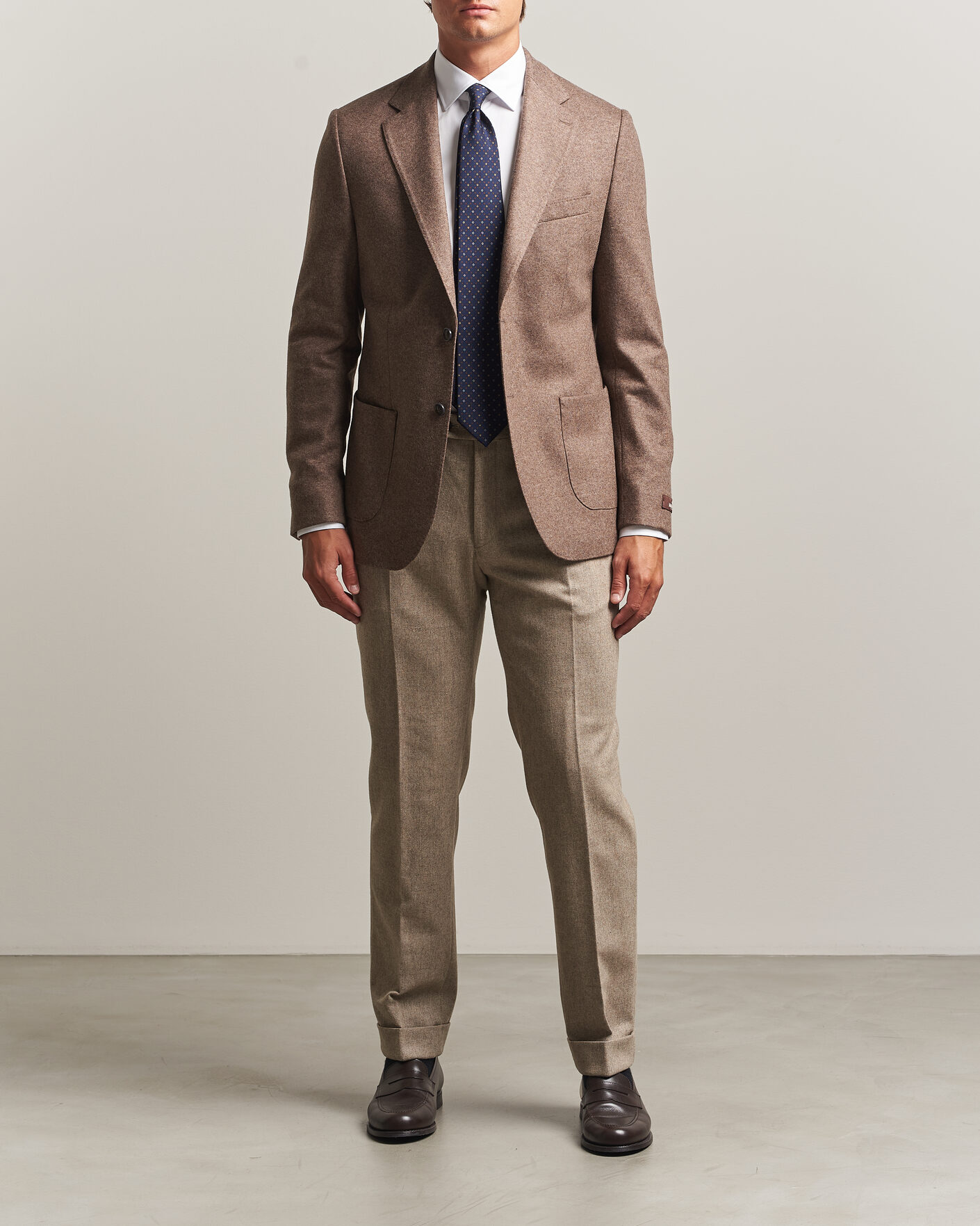 Uomini | Pantaloni | Morris | Flannel Suit Trousers Khaki