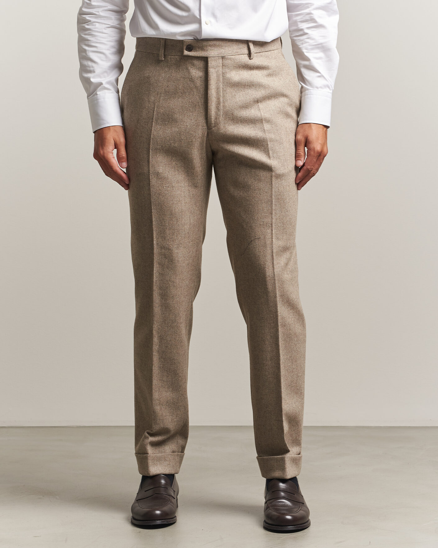 Uomini | Pantaloni | Morris | Flannel Suit Trousers Khaki