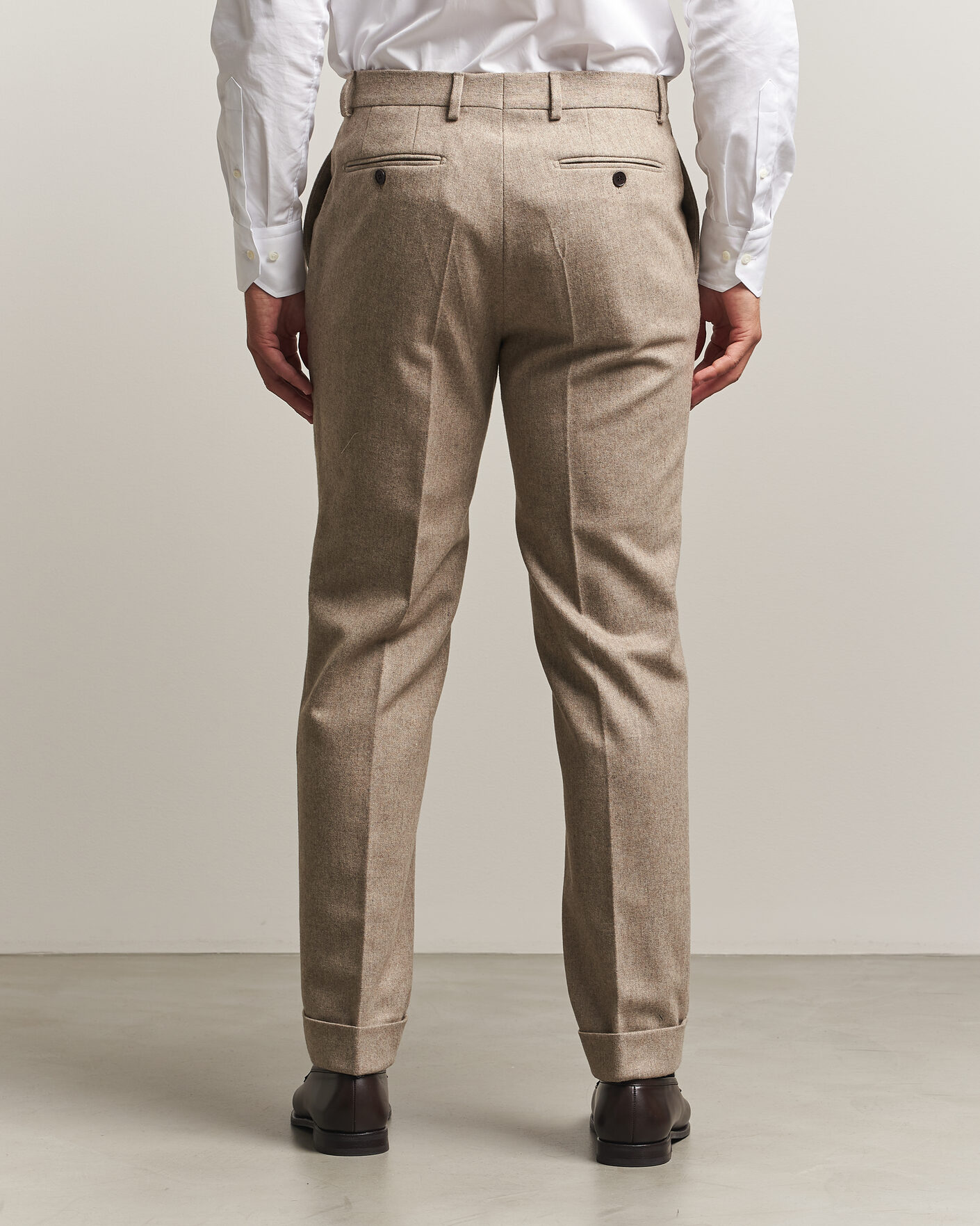 Uomini | Pantaloni | Morris | Flannel Suit Trousers Khaki