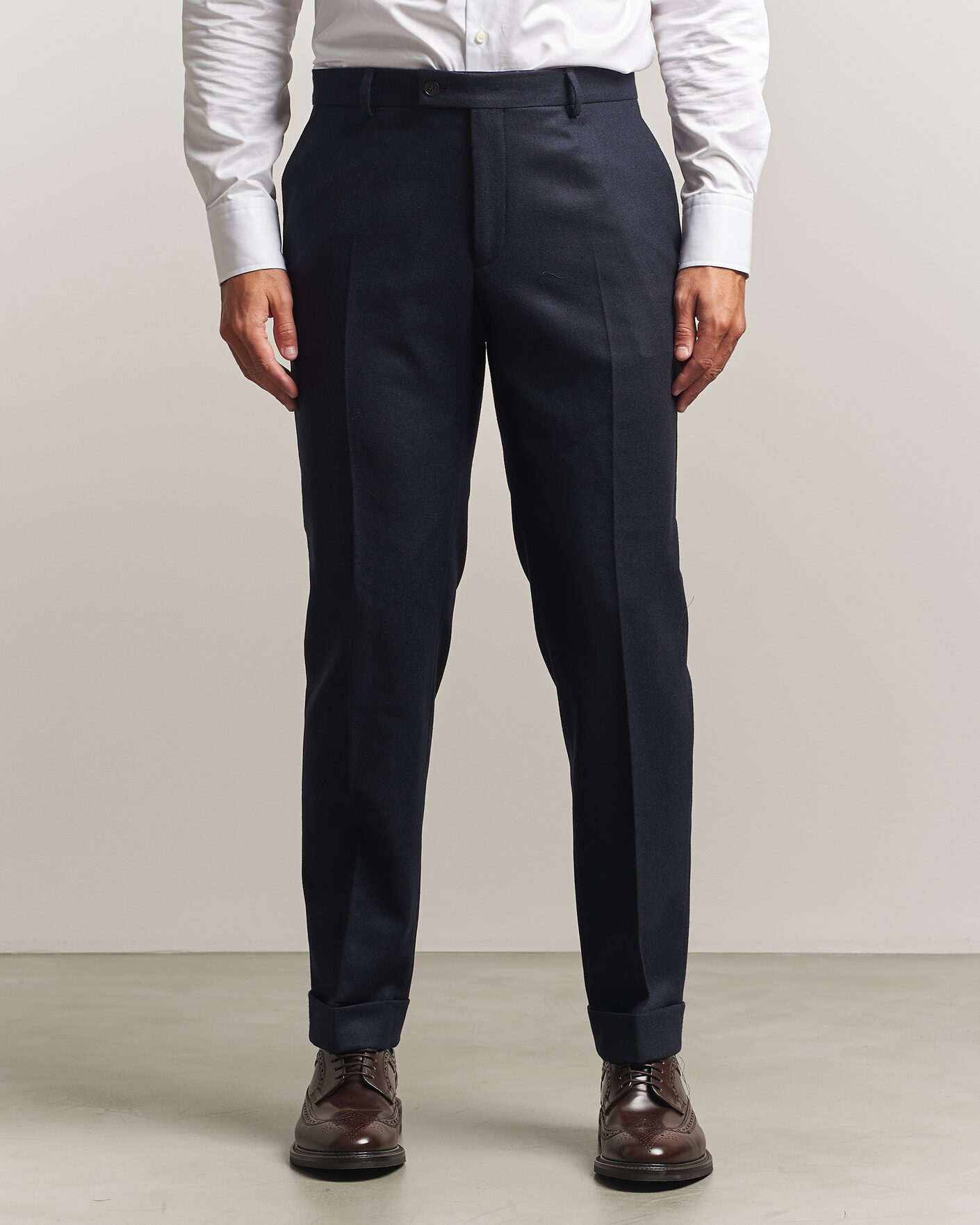 Uomini | Pantaloni | Morris | Flannel Suit Trousers Navy