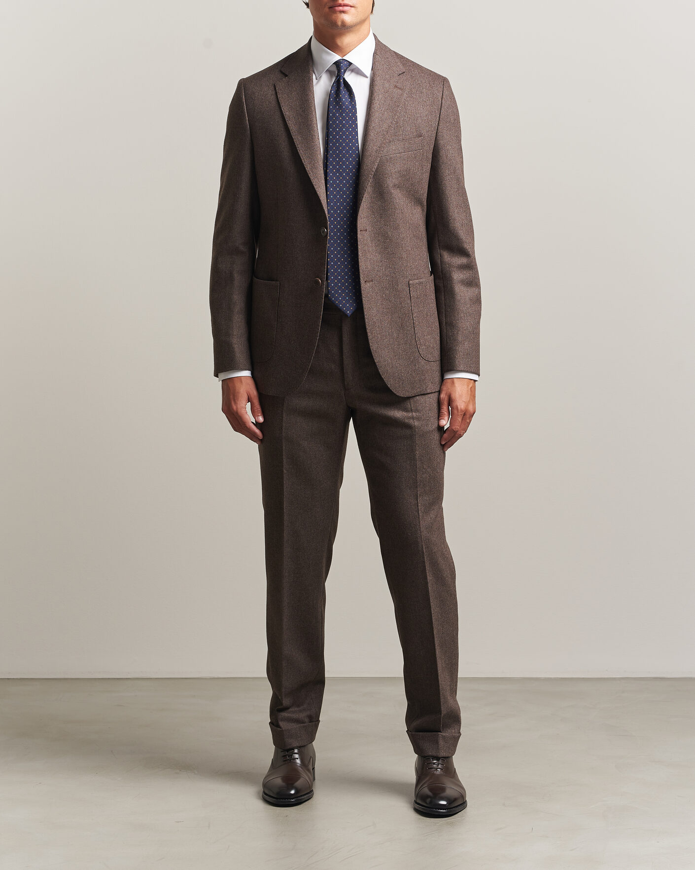 Uomini | Pantaloni | Morris | Flannel Suit Trousers Brown