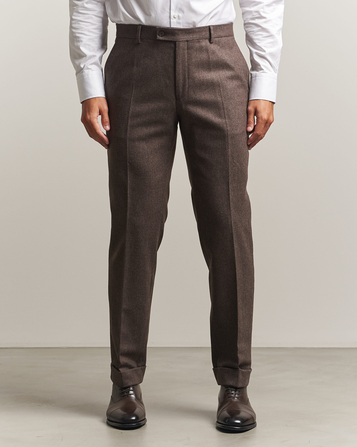 Uomini | Pantaloni | Morris | Flannel Suit Trousers Brown