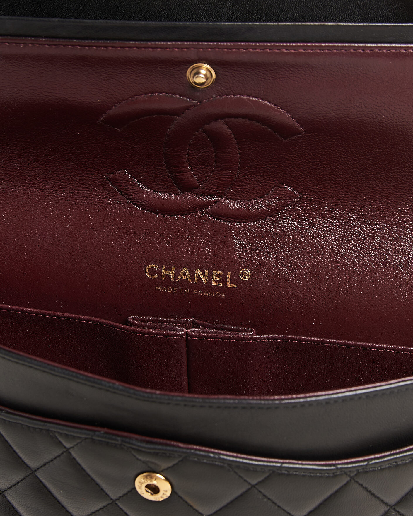 Uomini | Chanel Pre-Owned Classic Medium Double Flap Bag Lambskin Black | Chanel Pre-Owned | Classic Medium Double Flap Bag Lambskin Black
