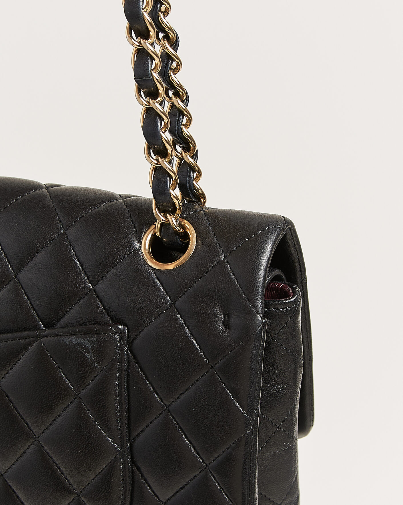 Uomini | Chanel Pre-Owned Classic Medium Double Flap Bag Lambskin Black | Chanel Pre-Owned | Classic Medium Double Flap Bag Lambskin Black