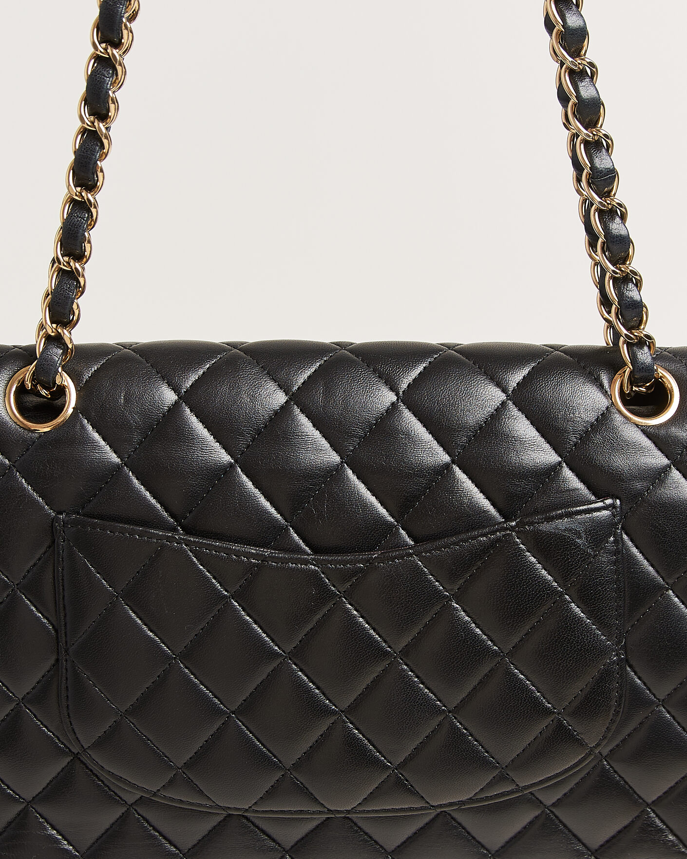 Uomini | Chanel Pre-Owned Classic Medium Double Flap Bag Lambskin Black | Chanel Pre-Owned | Classic Medium Double Flap Bag Lambskin Black