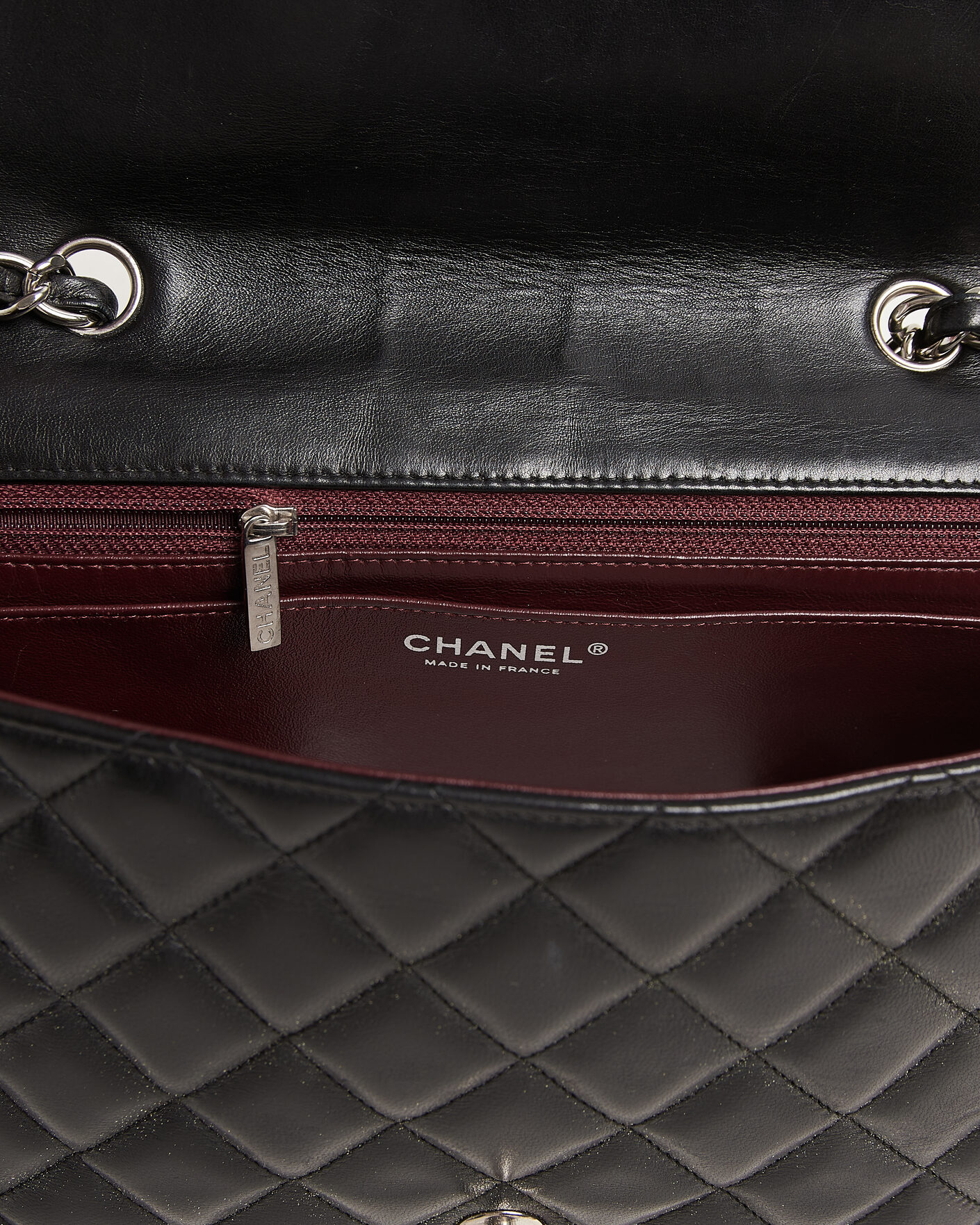 Uomini | Chanel Pre-Owned Classic Jumbo Single Flap Bag Lambskin Black | Chanel Pre-Owned | Classic Jumbo Single Flap Bag Lambskin Black
