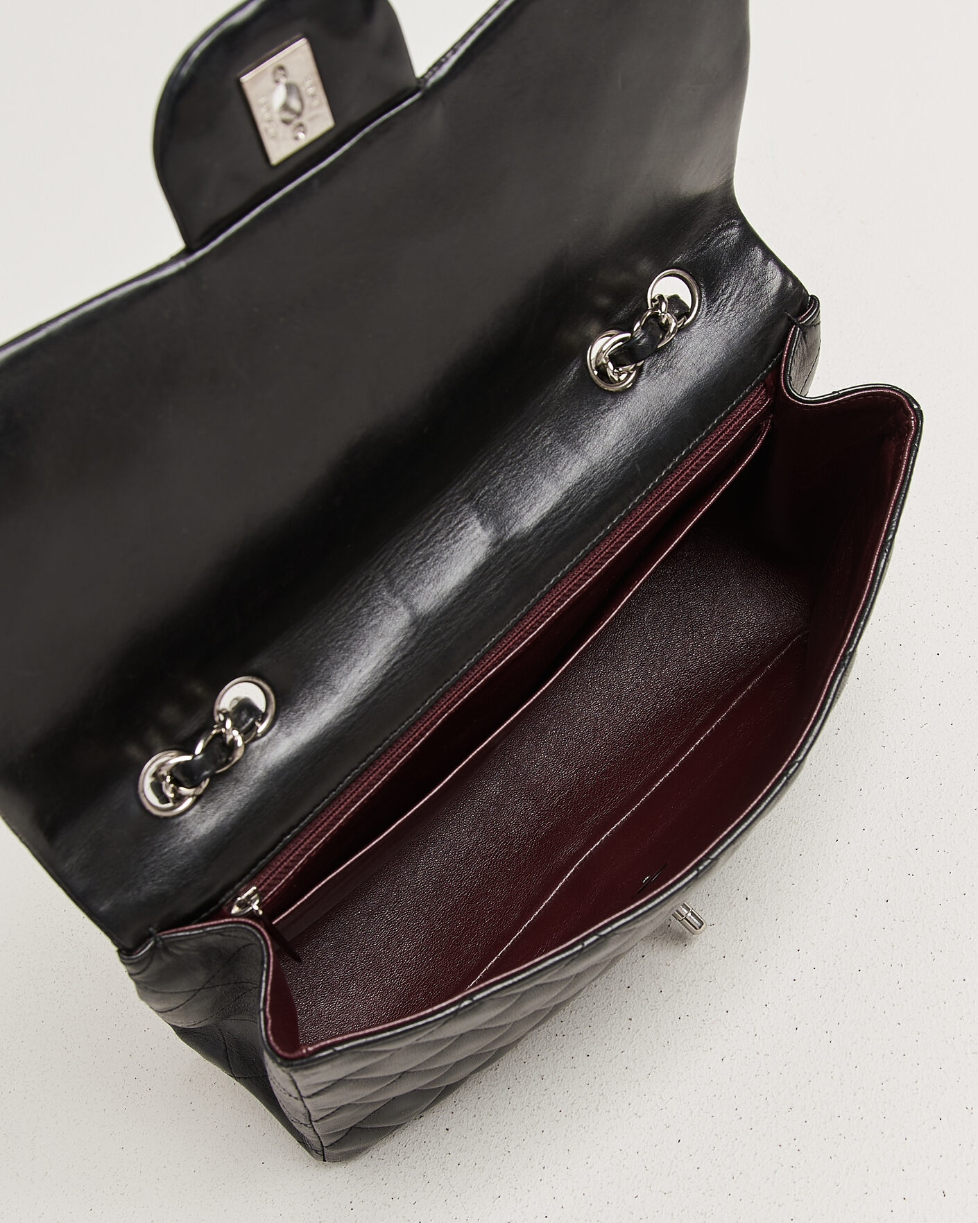 Uomini | Chanel Pre-Owned Classic Jumbo Single Flap Bag Lambskin Black | Chanel Pre-Owned | Classic Jumbo Single Flap Bag Lambskin Black
