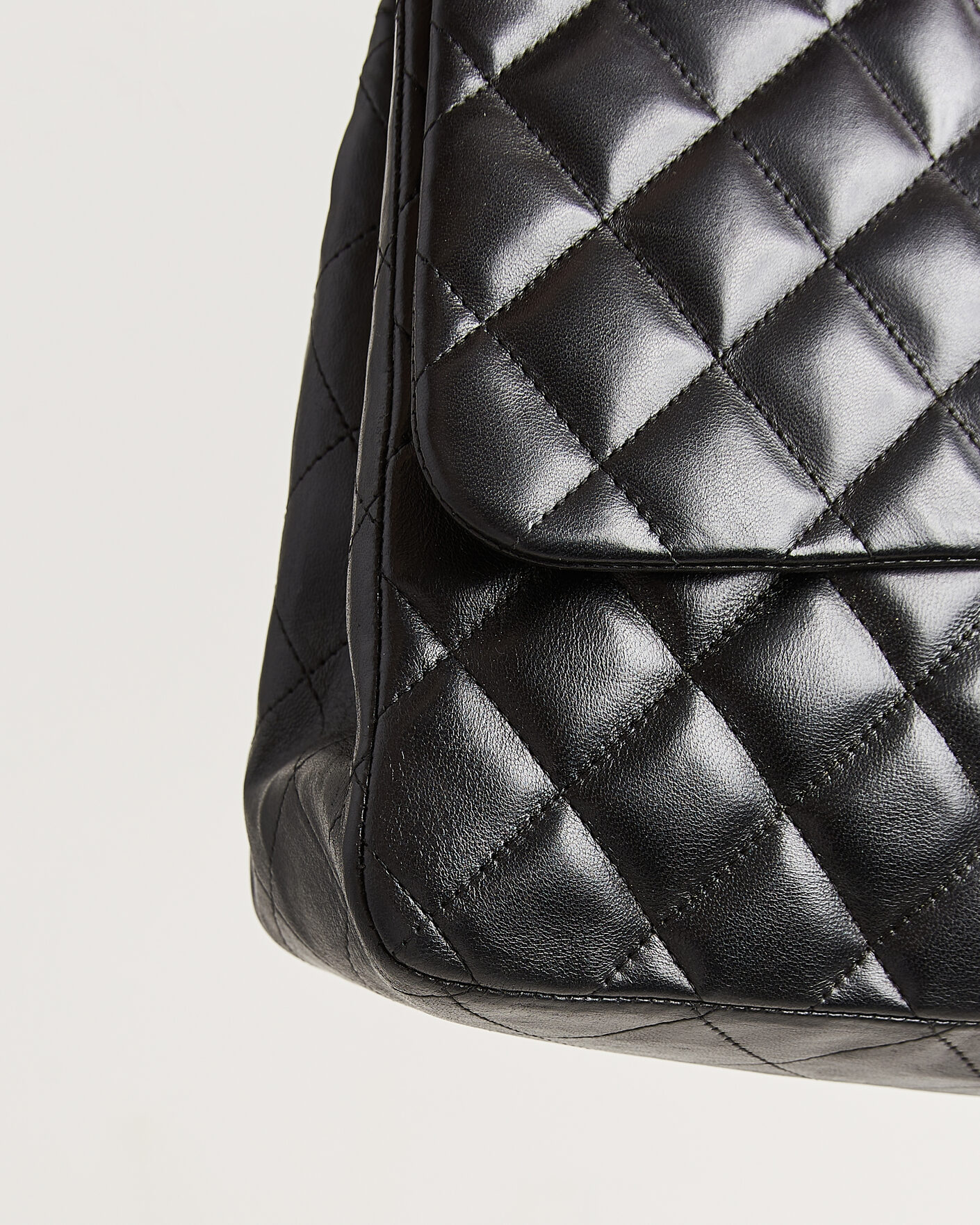 Uomini | Chanel Pre-Owned Classic Jumbo Single Flap Bag Lambskin Black | Chanel Pre-Owned | Classic Jumbo Single Flap Bag Lambskin Black