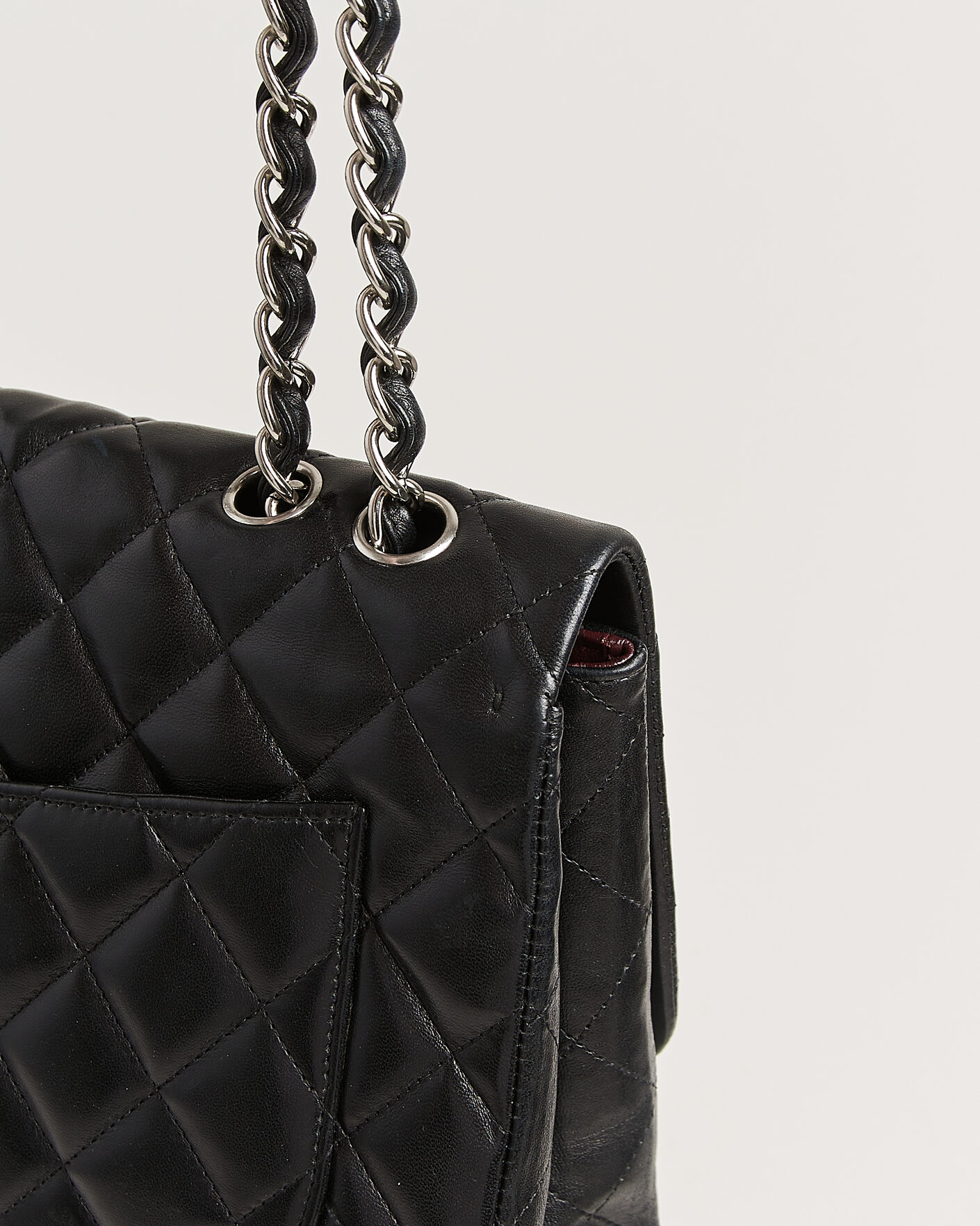 Uomini | Chanel Pre-Owned Classic Jumbo Single Flap Bag Lambskin Black | Chanel Pre-Owned | Classic Jumbo Single Flap Bag Lambskin Black