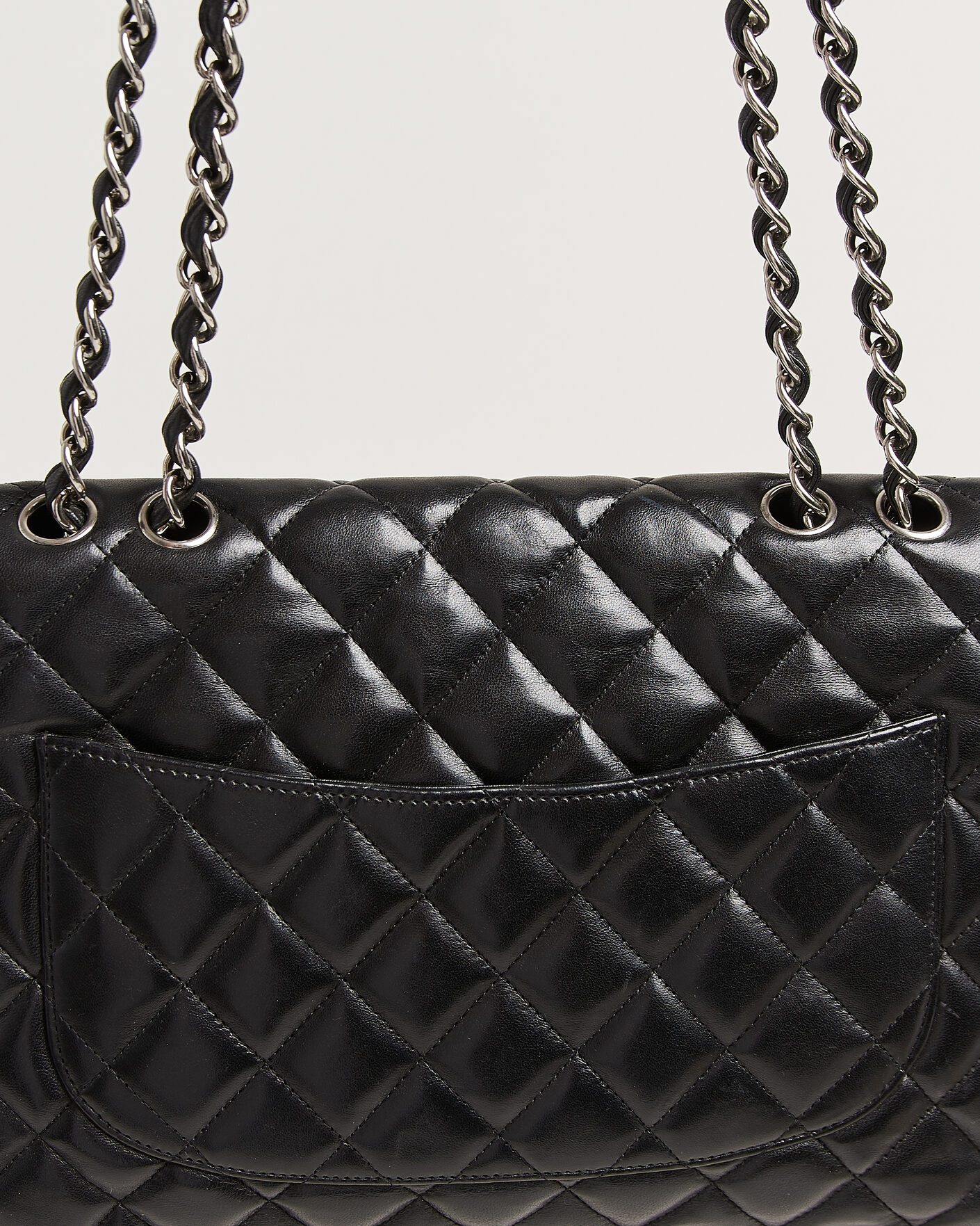 Uomini | Chanel Pre-Owned Classic Jumbo Single Flap Bag Lambskin Black | Chanel Pre-Owned | Classic Jumbo Single Flap Bag Lambskin Black
