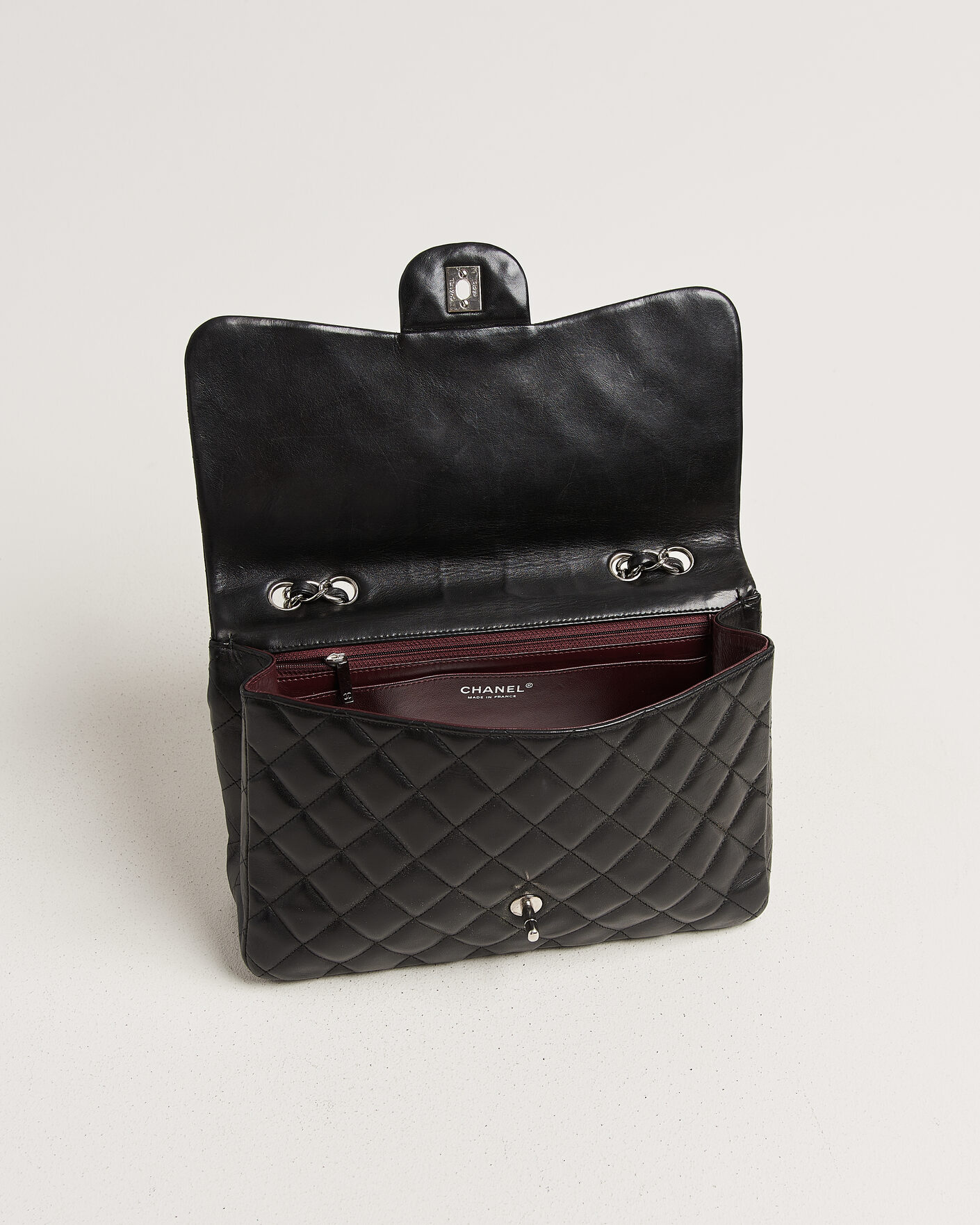 Uomini | Chanel Pre-Owned Classic Jumbo Single Flap Bag Lambskin Black | Chanel Pre-Owned | Classic Jumbo Single Flap Bag Lambskin Black