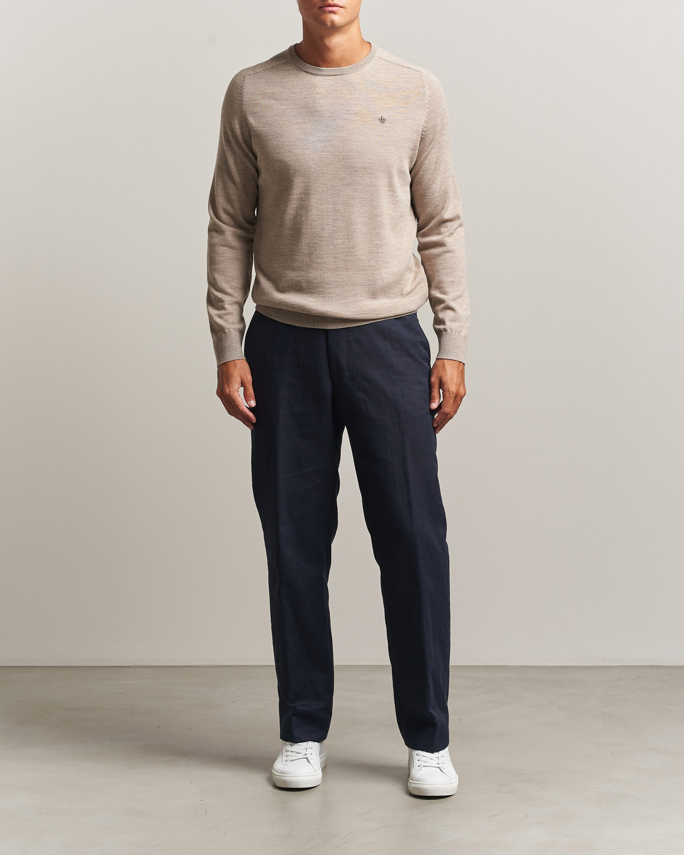 Uomini | Maglieria | Morris | Merino O-Neck Khaki