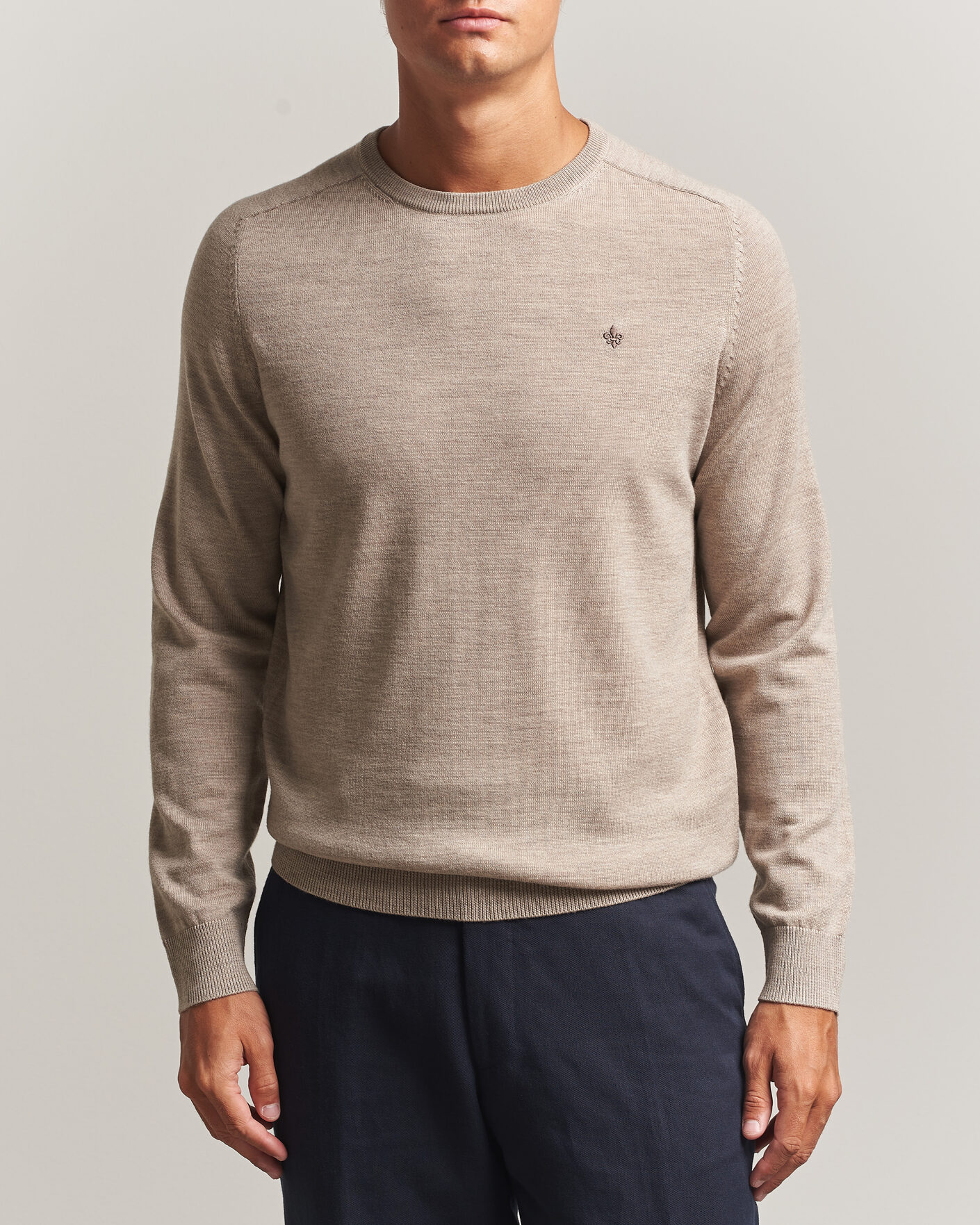 Uomini | Maglieria | Morris | Merino O-Neck Khaki