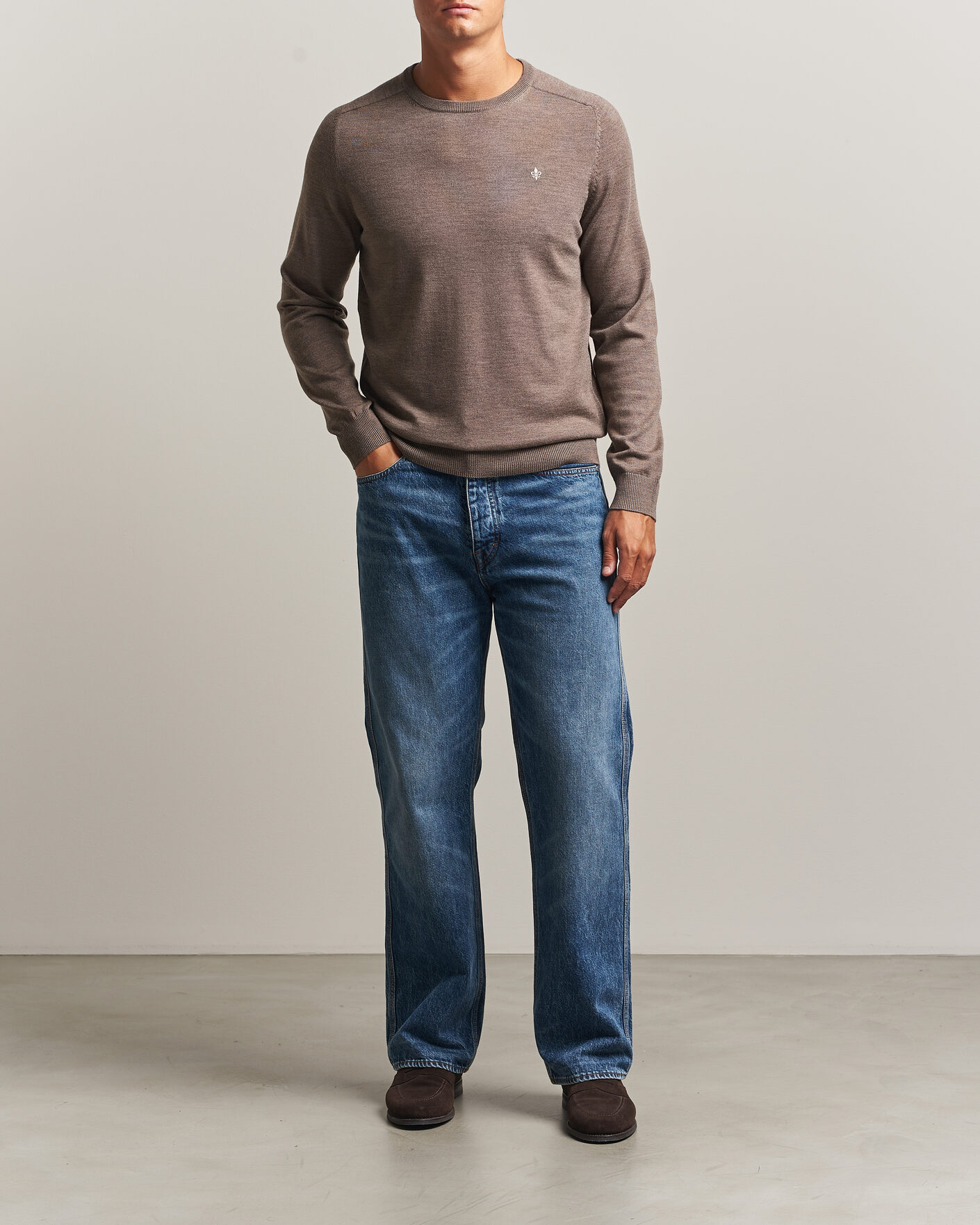 Uomini | Maglieria | Morris | Merino O-Neck Brown