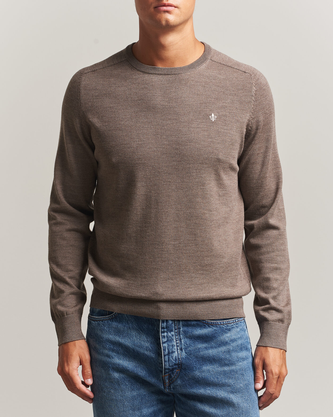 Uomini | Maglieria | Morris | Merino O-Neck Brown