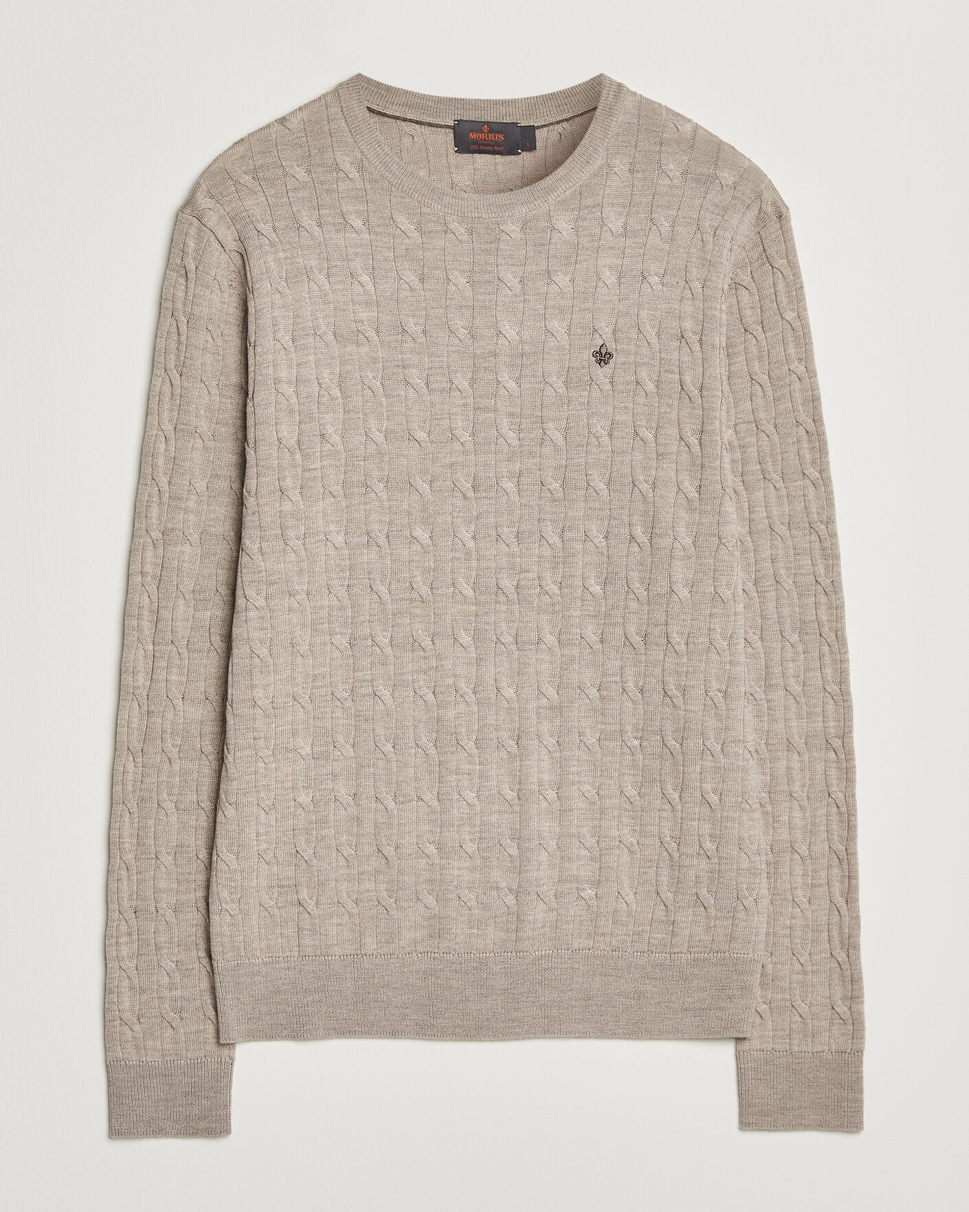 Uomini | Maglieria | Morris | Merino Cable O-Neck Khaki