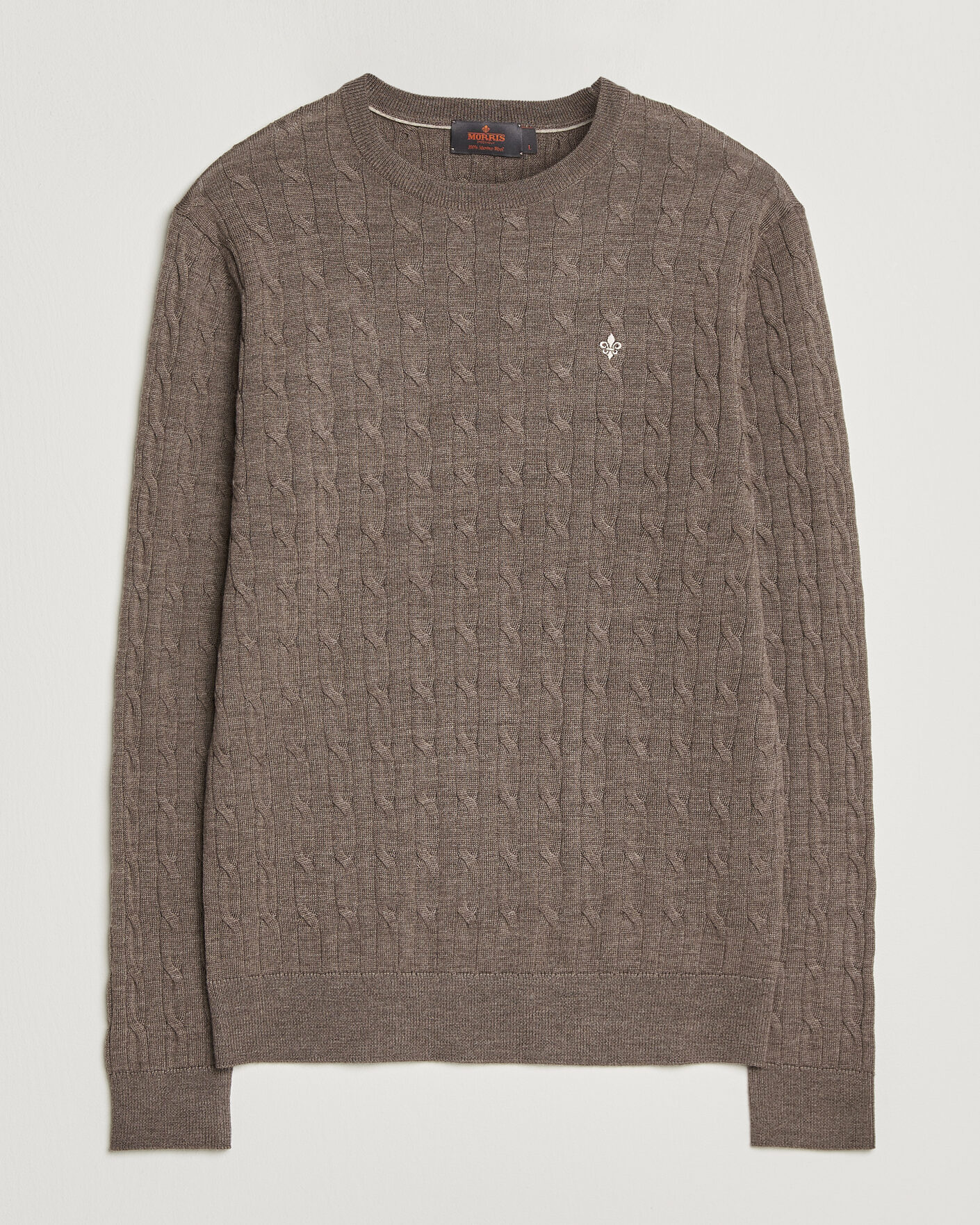 Uomini | Maglieria | Morris | Merino Cable O-Neck Brown