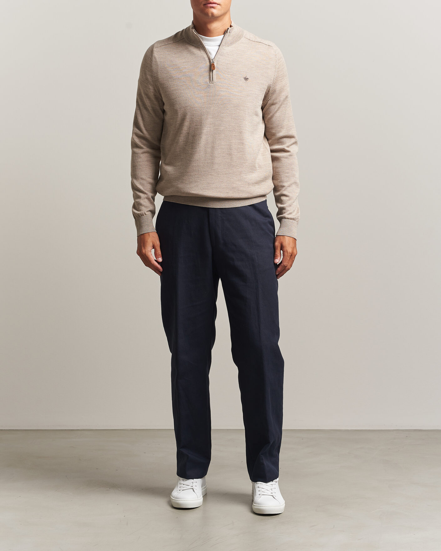 Uomini | Maglieria | Morris | John Merino Half Zip Khaki