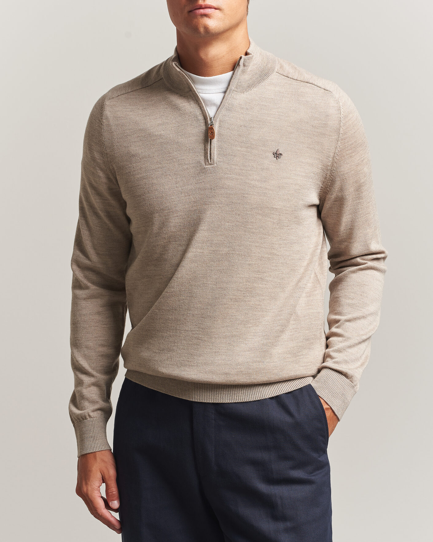 Uomini | Maglieria | Morris | John Merino Half Zip Khaki
