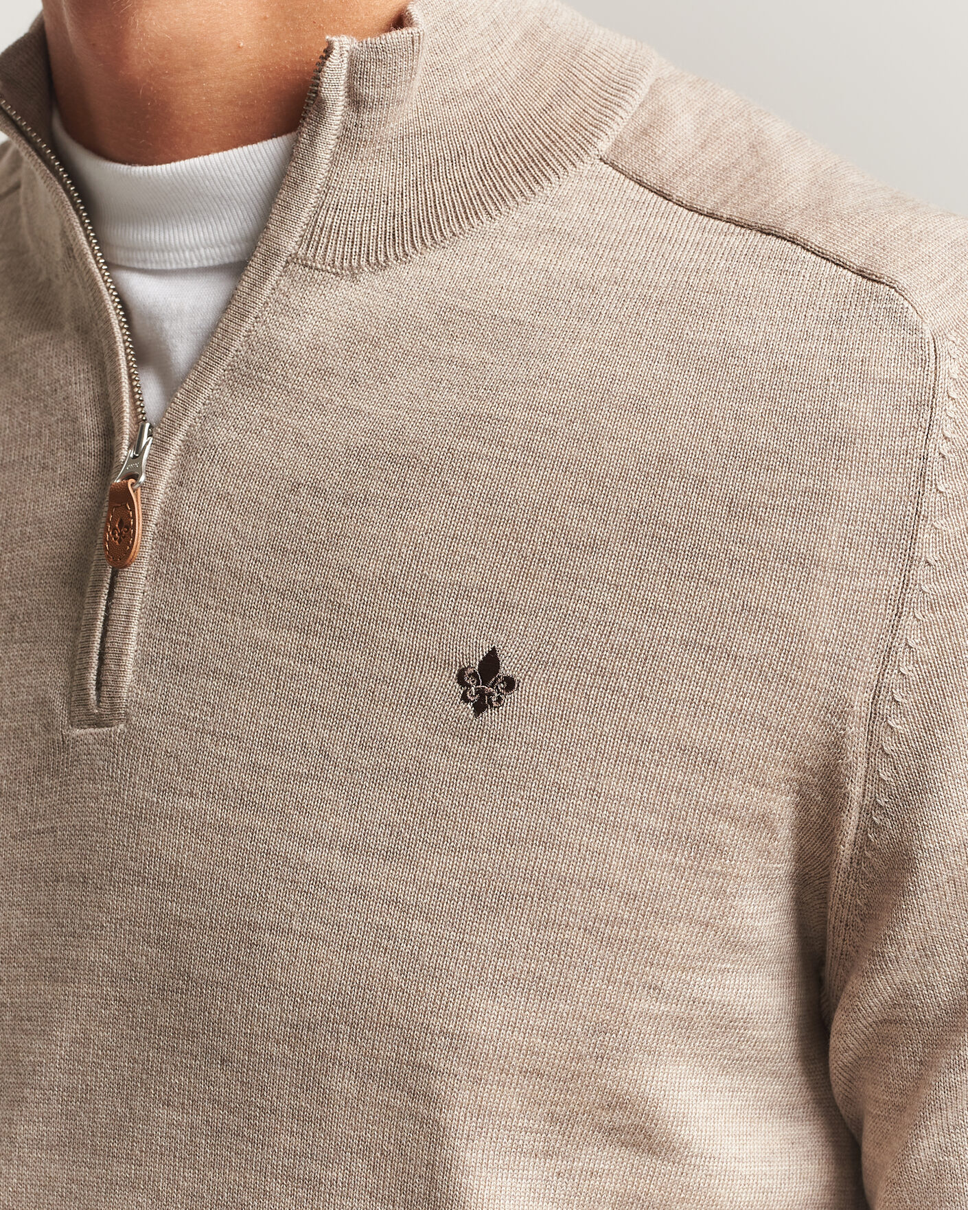Uomini | Maglieria | Morris | John Merino Half Zip Khaki