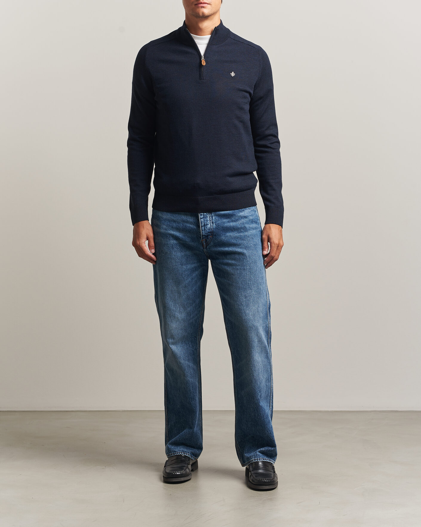 Uomini | Maglieria | Morris | John Merino Half Zip Navy