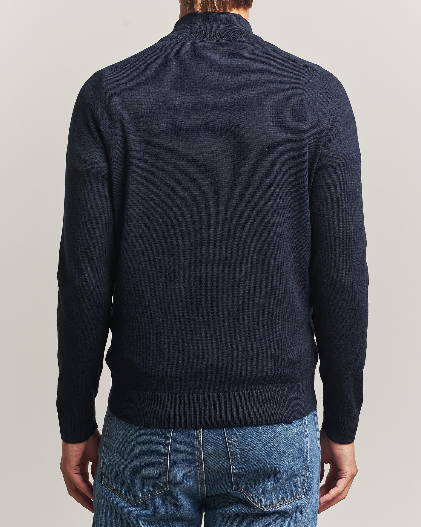 Uomini | Maglieria | Morris | John Merino Half Zip Navy