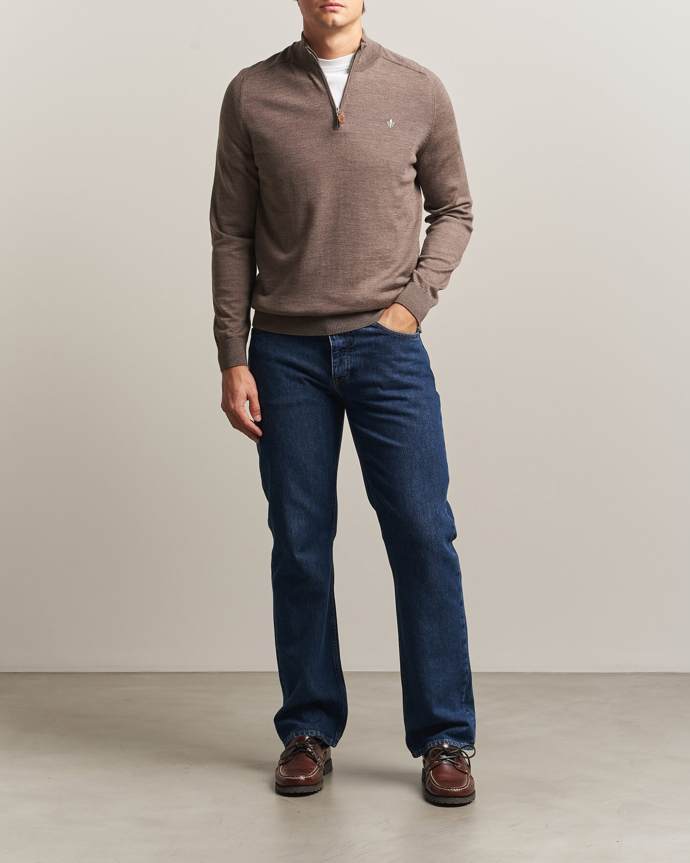 Uomini | Maglieria | Morris | John Merino Half Zip Brown