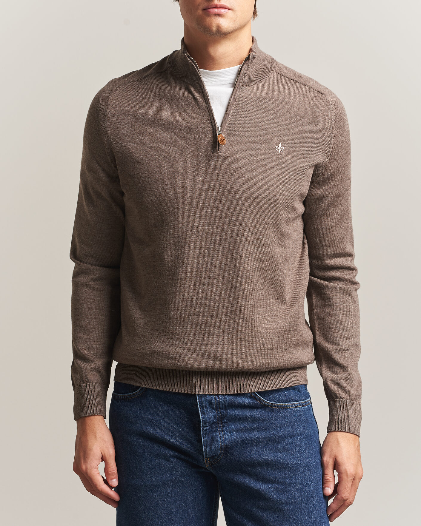 Uomini | Maglieria | Morris | John Merino Half Zip Brown