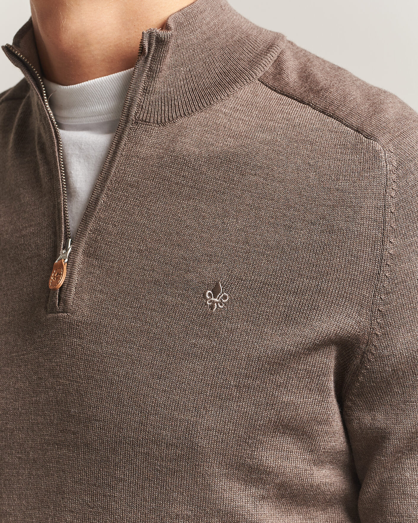 Uomini | Maglieria | Morris | John Merino Half Zip Brown