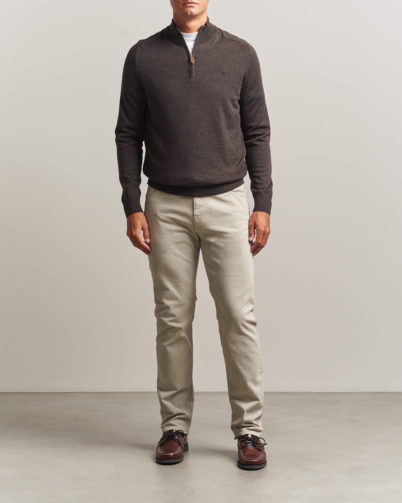 Uomini | Maglieria | Morris | John Merino Half Zip Brown