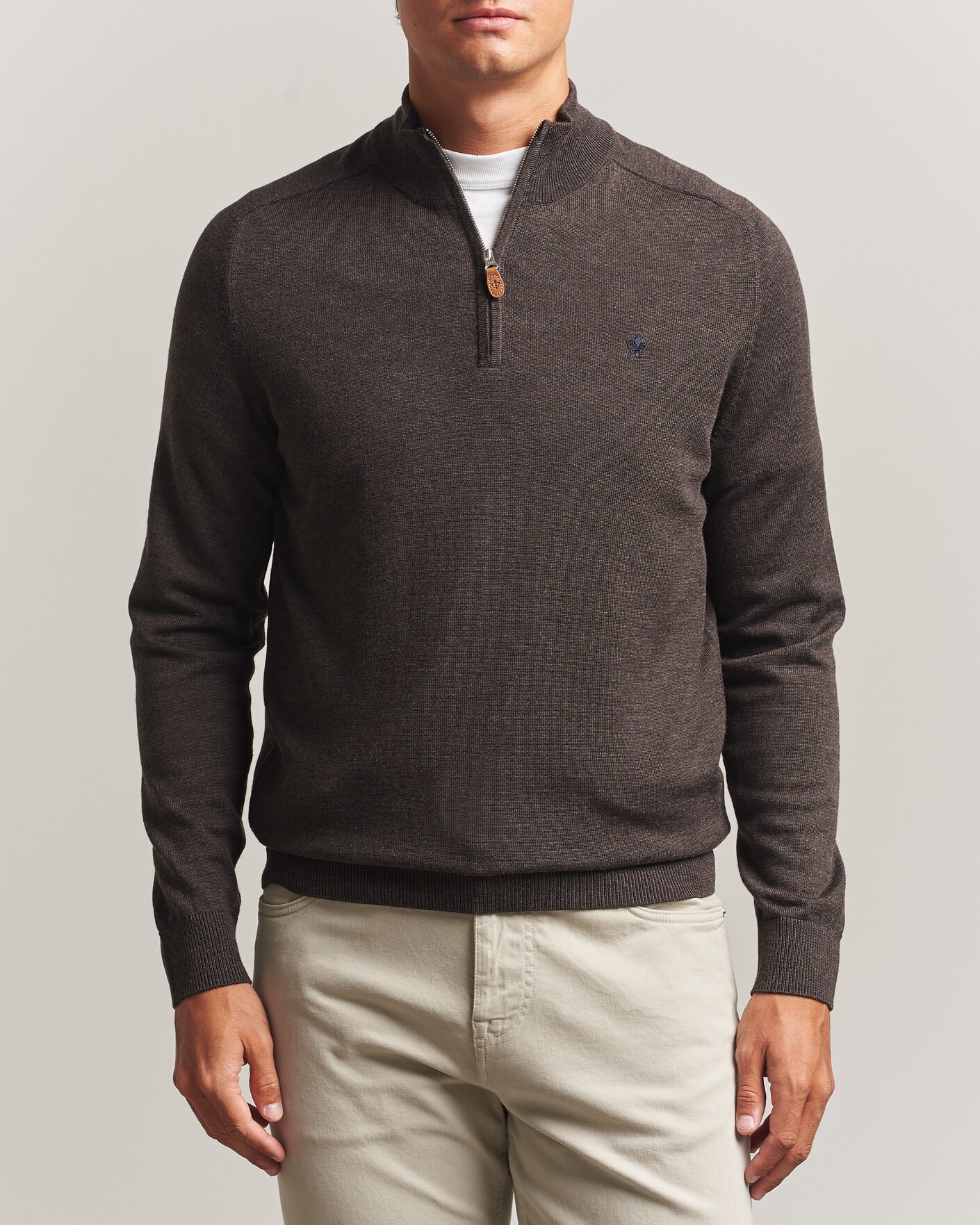 Uomini | Maglieria | Morris | John Merino Half Zip Brown