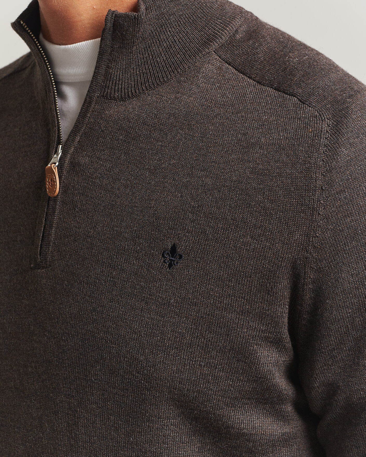 Uomini | Maglieria | Morris | John Merino Half Zip Brown