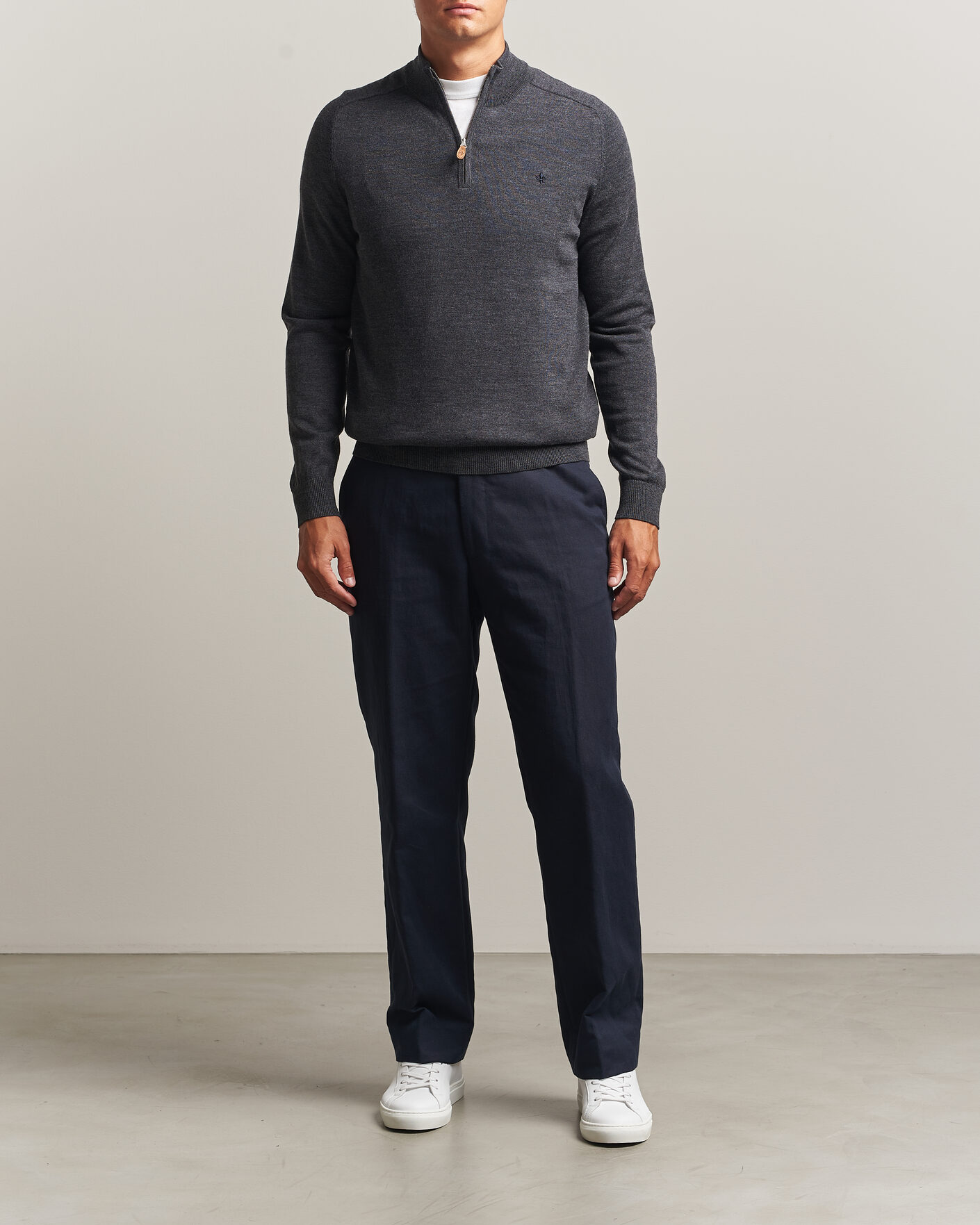 Uomini | Maglieria | Morris | John Merino Half Zip Grey