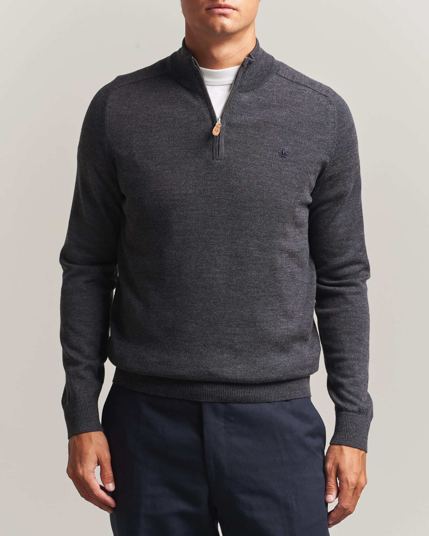 Uomini | Maglieria | Morris | John Merino Half Zip Grey