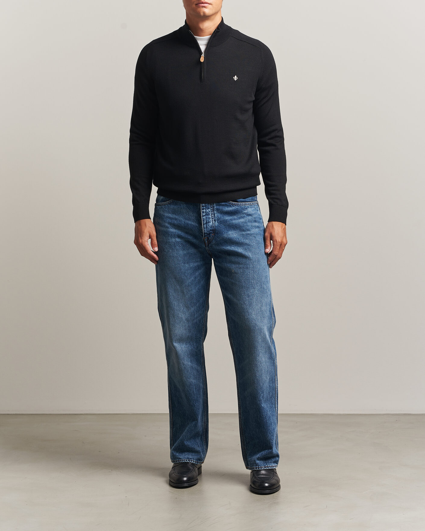 Uomini | Maglieria | Morris | John Merino Half Zip Black