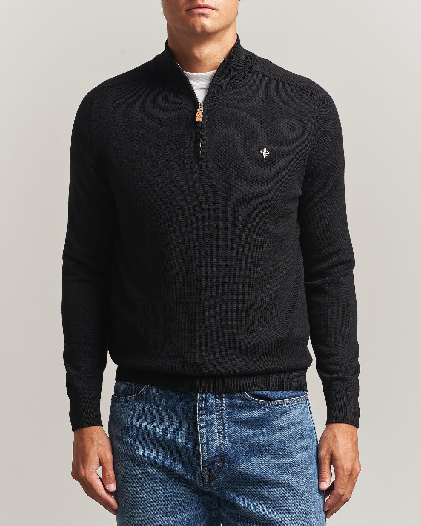 Uomini | Maglieria | Morris | John Merino Half Zip Black