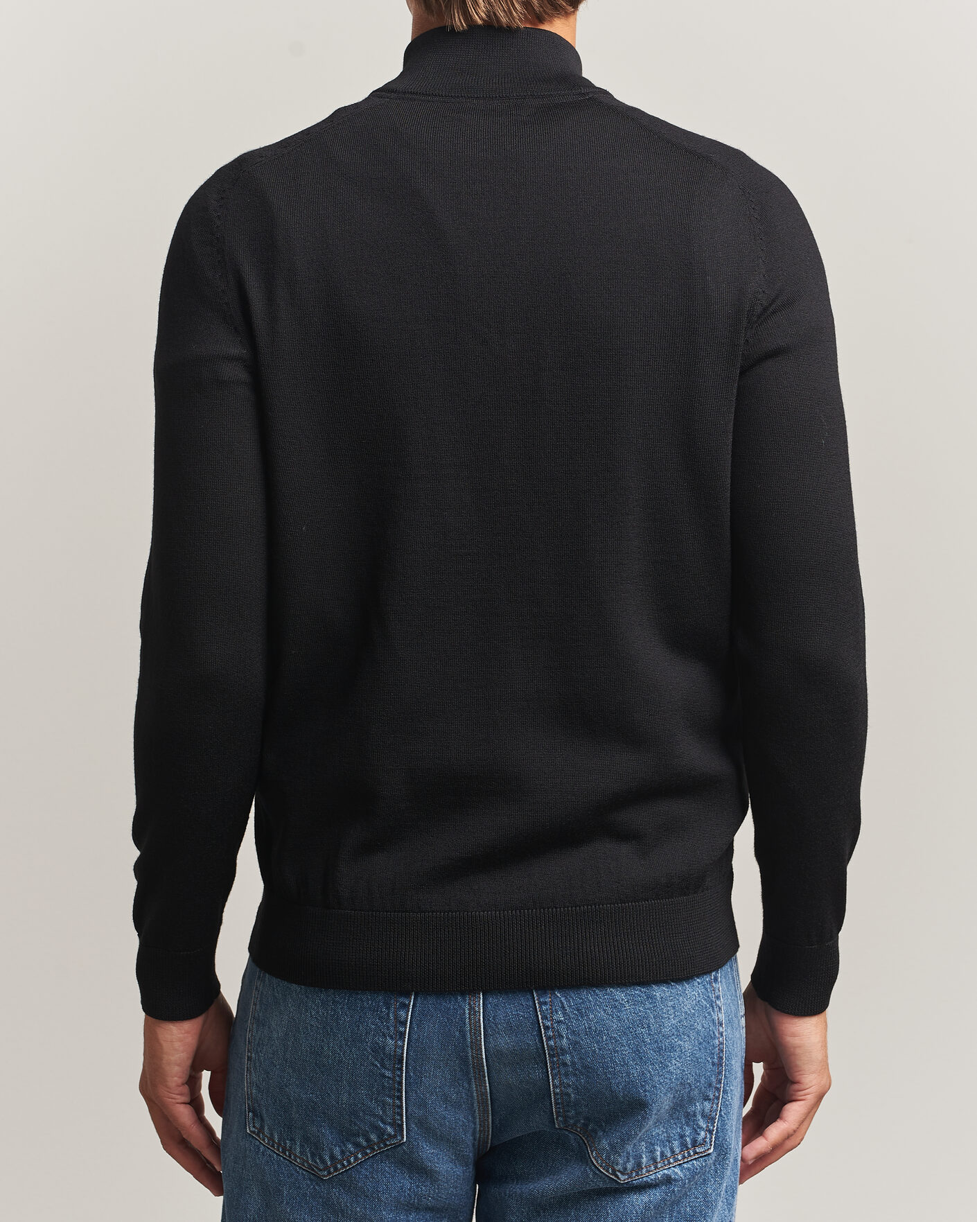 Uomini | Maglieria | Morris | John Merino Half Zip Black