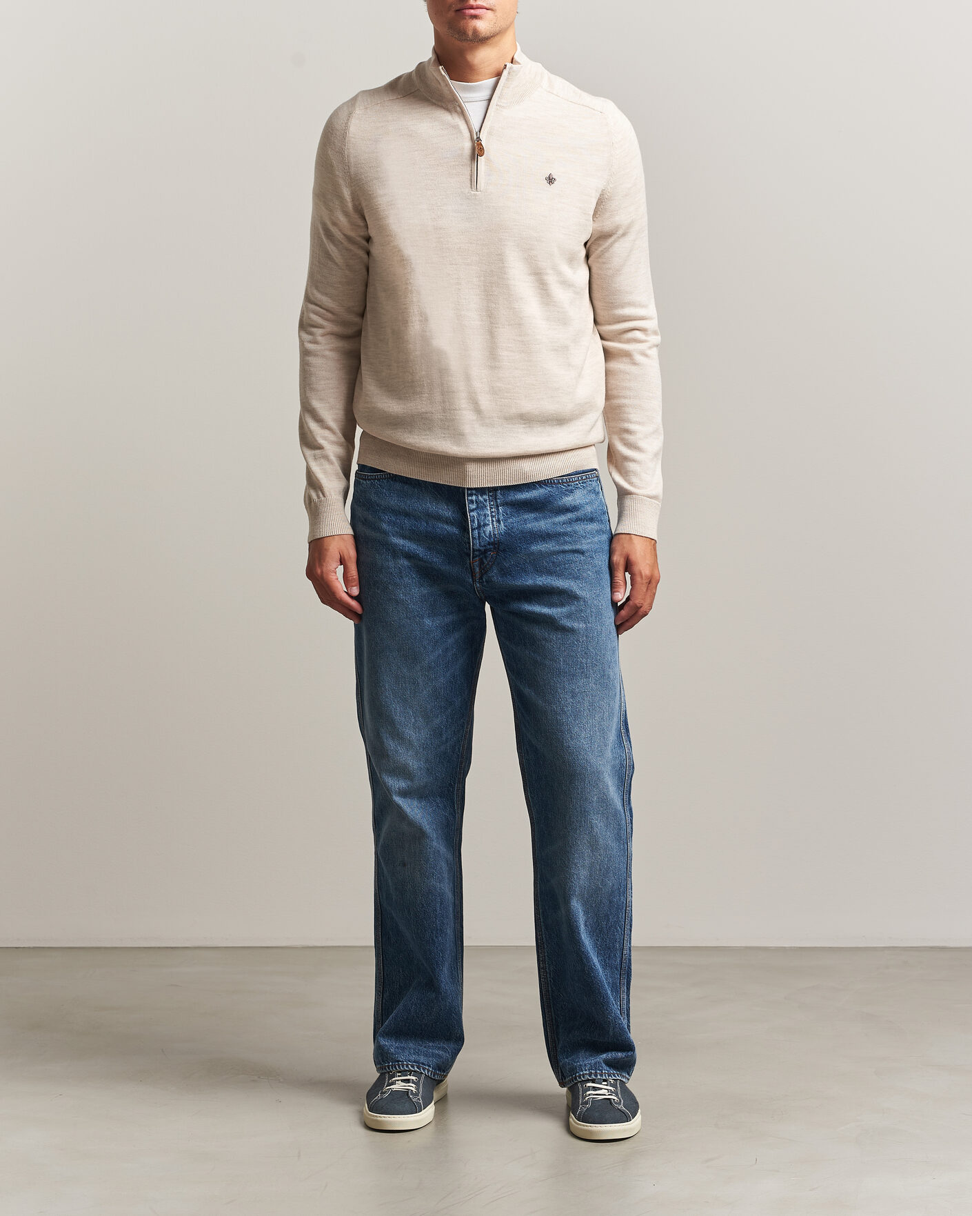 Uomini | Maglieria | Morris | John Merino Half Zip Off White