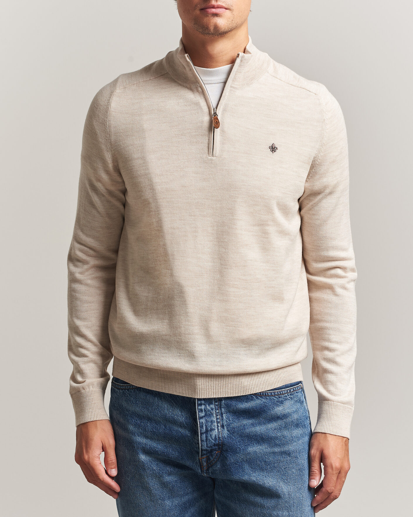 Uomini | Maglieria | Morris | John Merino Half Zip Off White