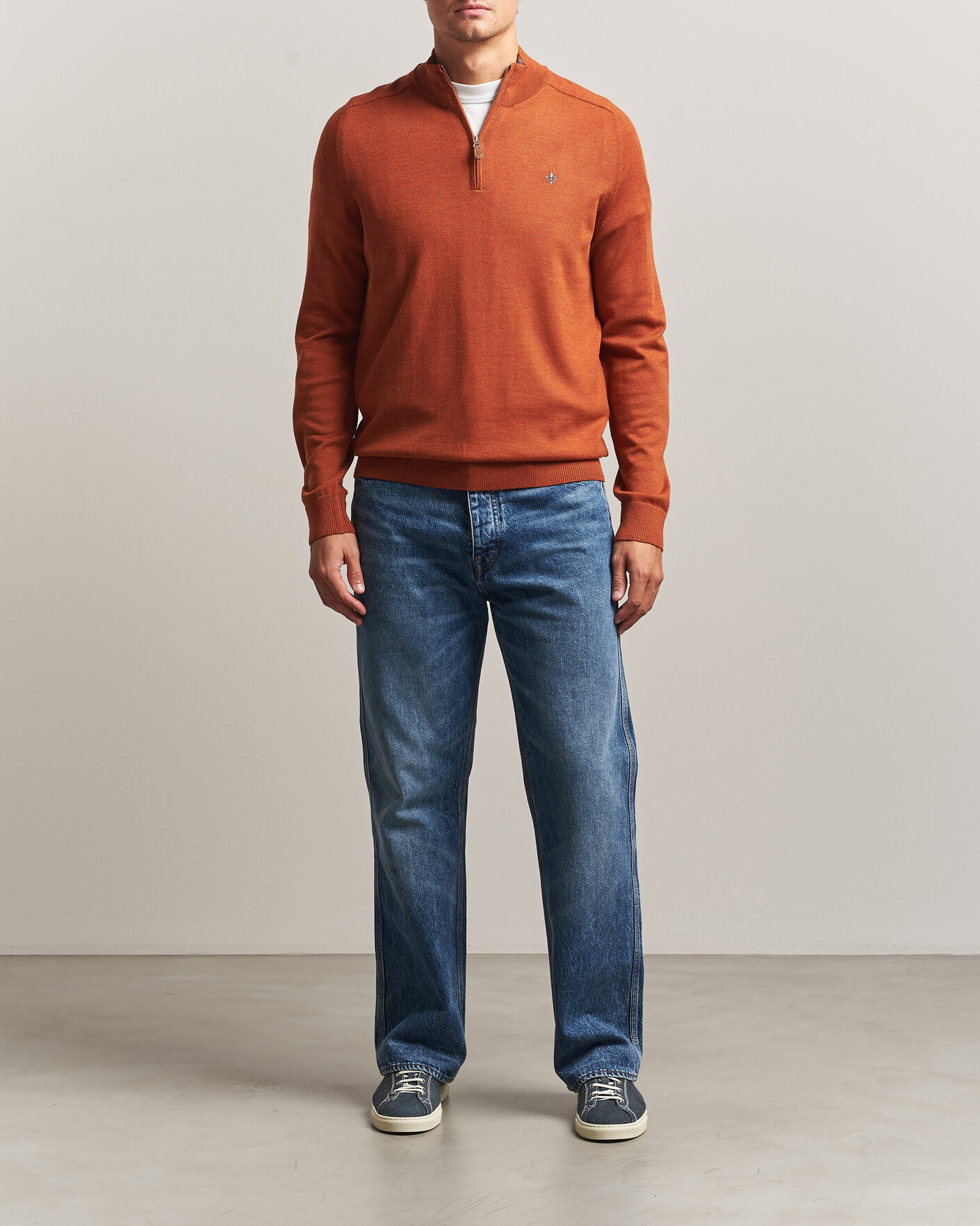 Uomini | Maglieria | Morris | John Merino Half Zip Orange