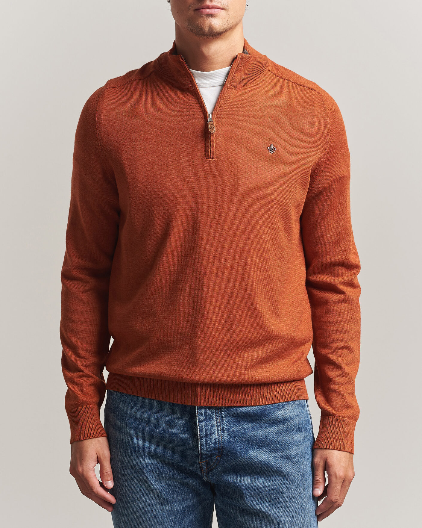 Uomini | Maglieria | Morris | John Merino Half Zip Orange