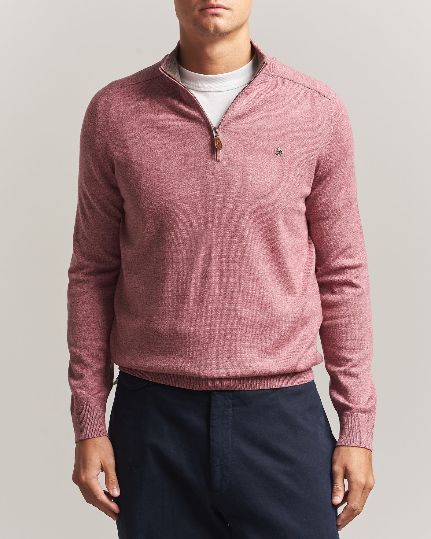 Uomini | Maglieria | Morris | John Merino Half Zip Cerise