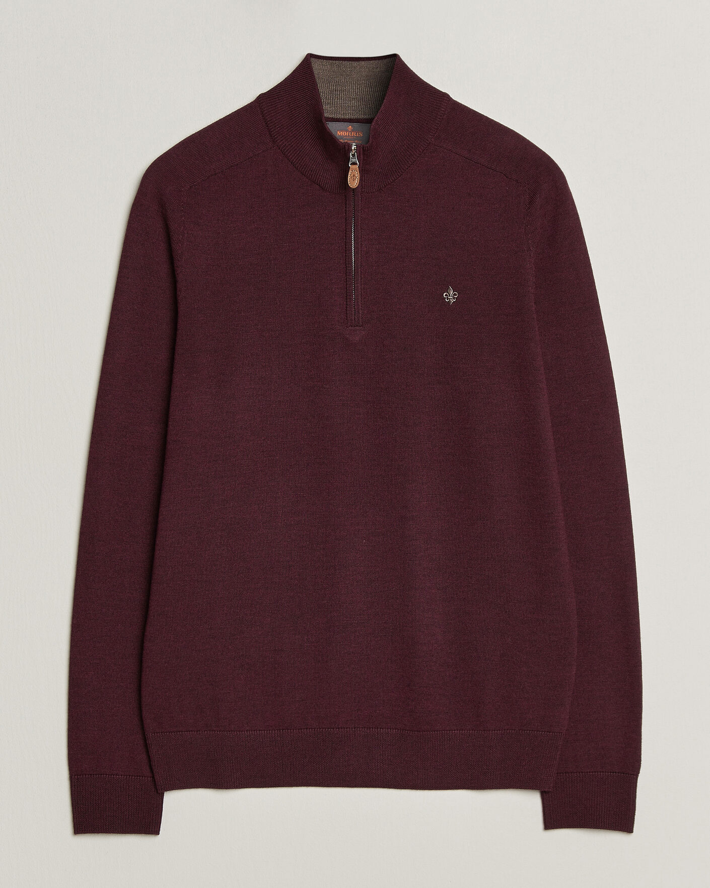 Uomini | Maglieria | Morris | John Merino Half Zip Wine Red