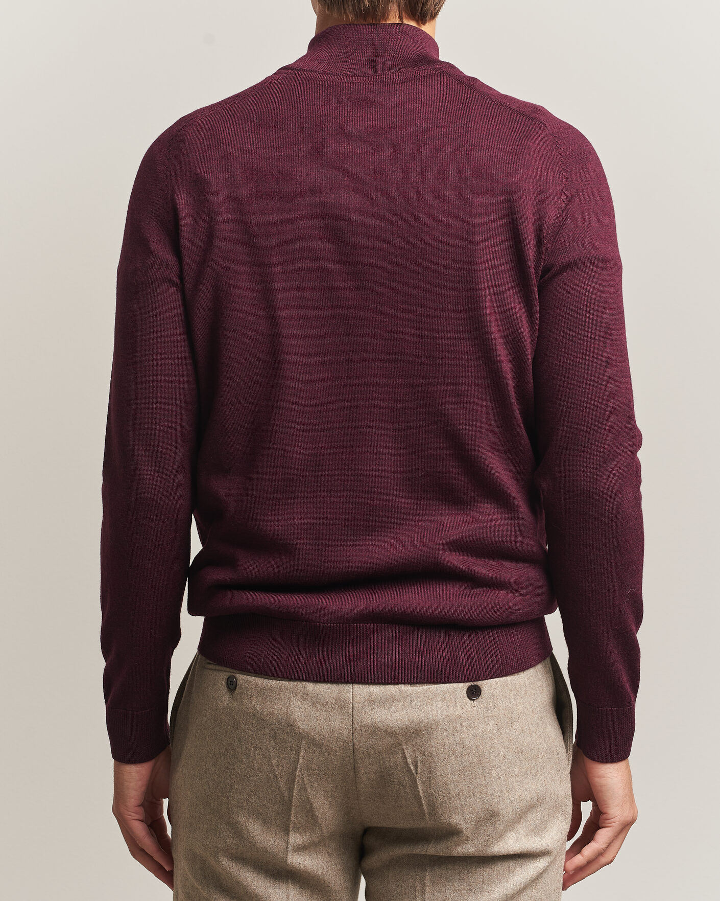 Uomini | Maglieria | Morris | John Merino Half Zip Wine Red