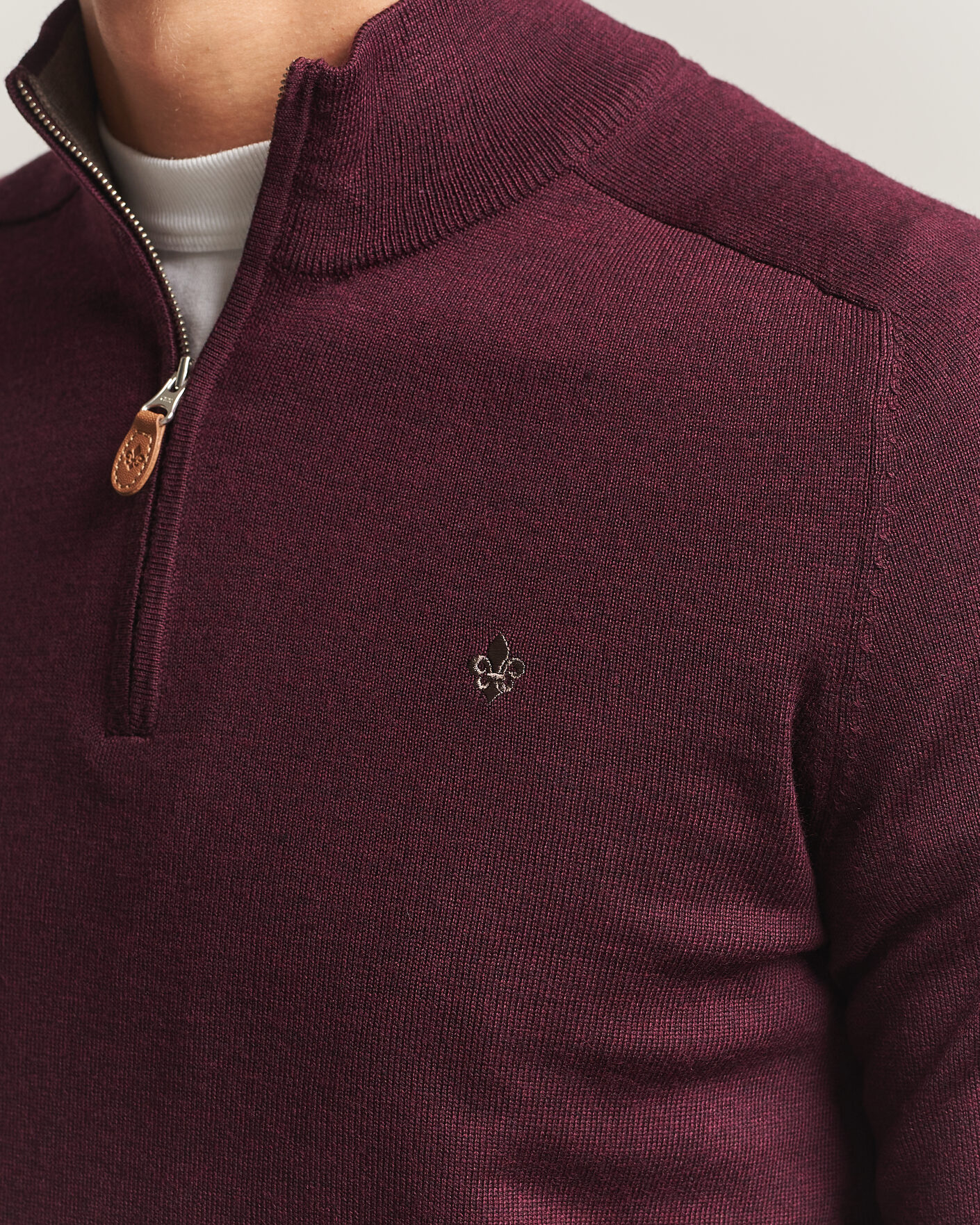 Uomini | Maglieria | Morris | John Merino Half Zip Wine Red